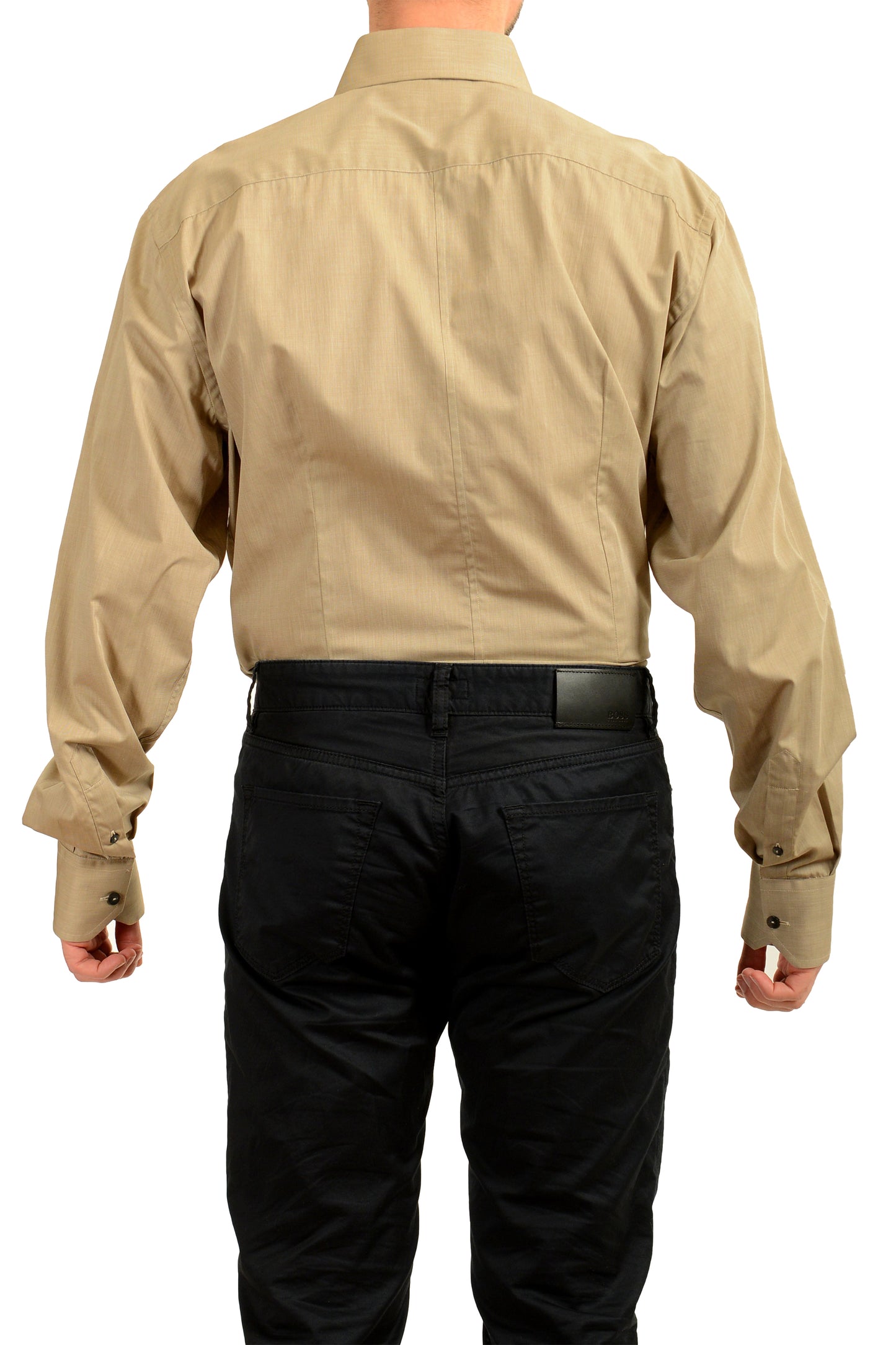 Dolce & Gabbana Men's Tailored Fit Beige Long Sleeve Dress Shirt US 18 IT 45
