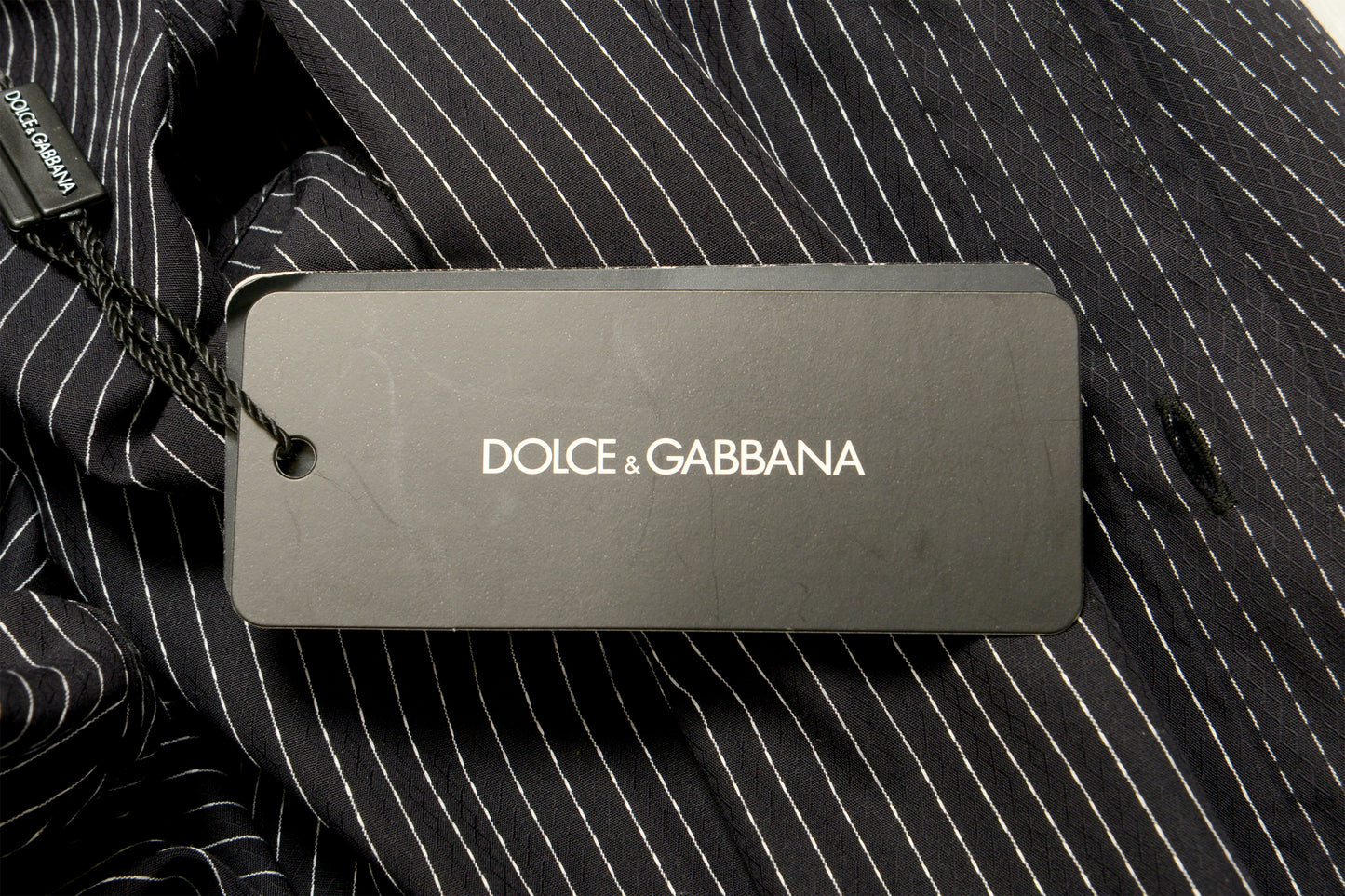 Dolce & Gabbana Men's Slim Fit Black Striped Long Sleeve Dress Shirt US 18 IT 45
