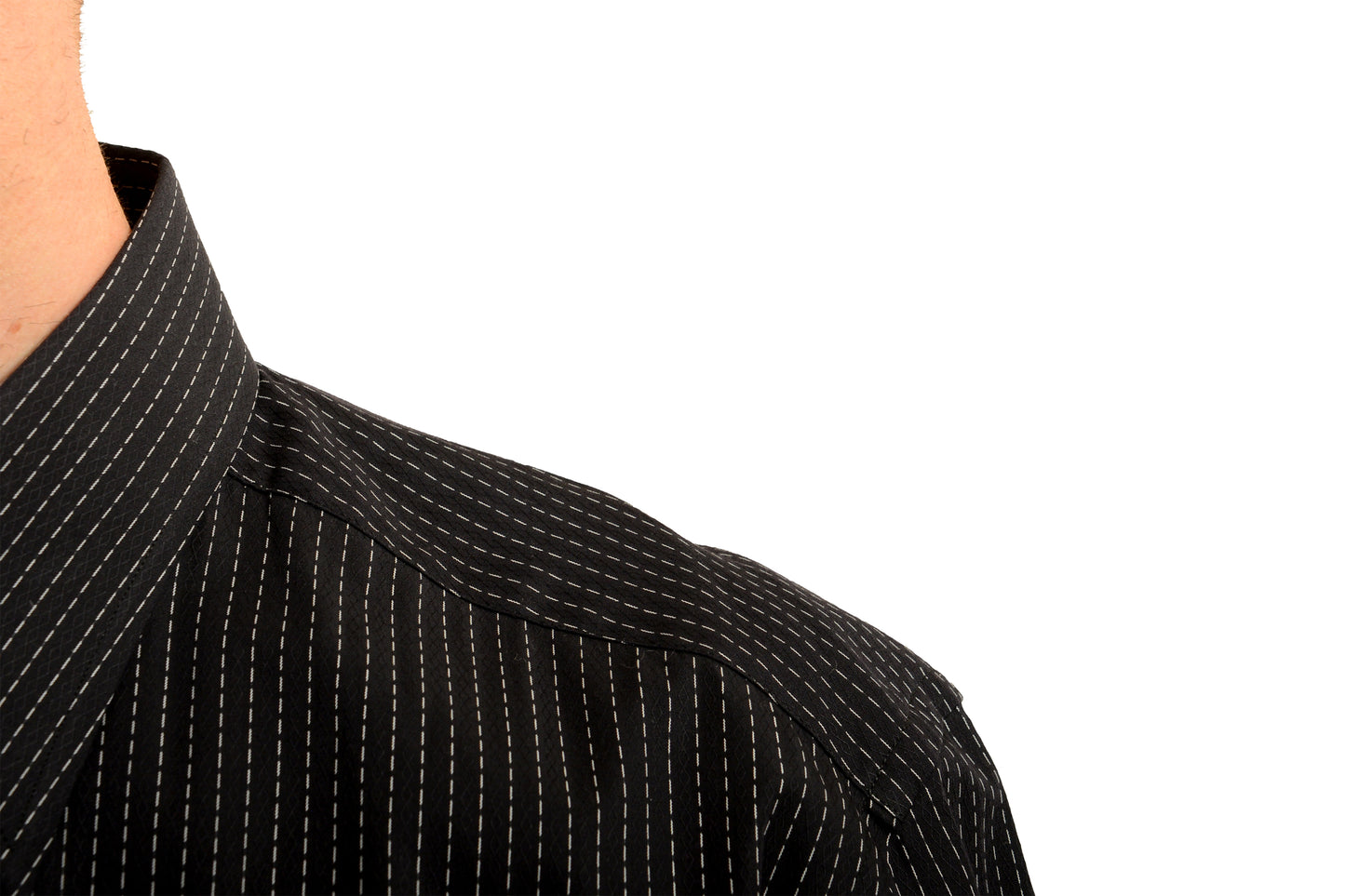Dolce & Gabbana Men's Slim Fit Black Striped Long Sleeve Dress Shirt US 18 IT 45