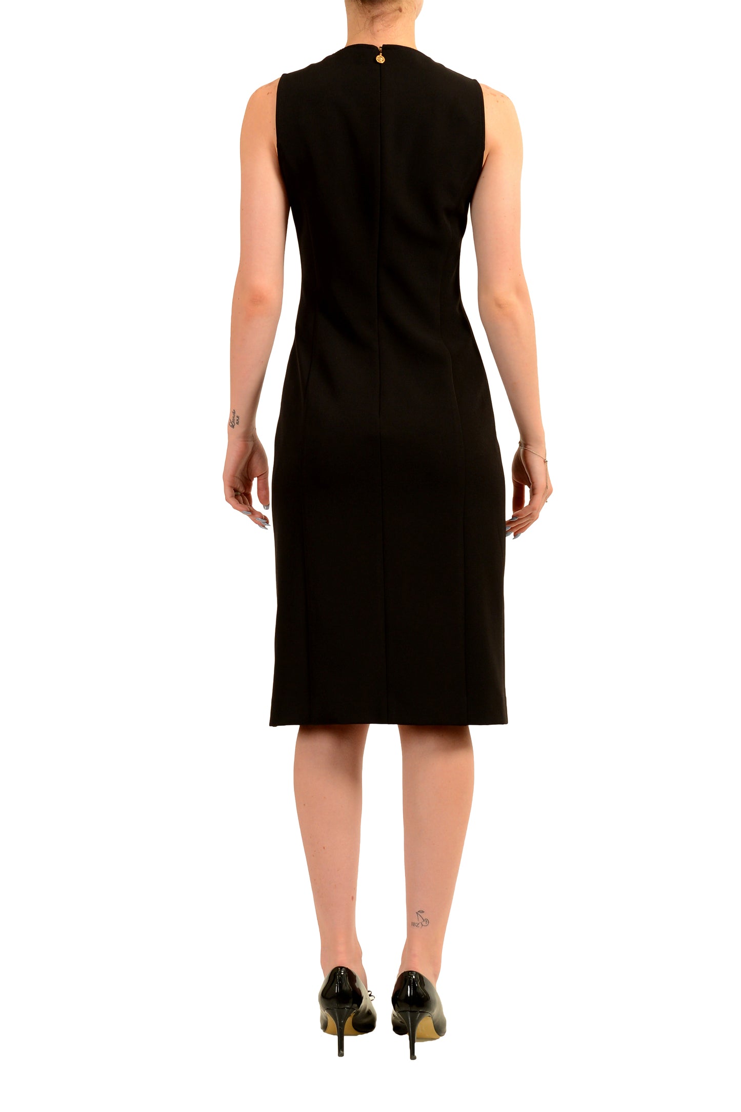 Versace Women's Black V-Neck Sleeveless Pencil Dress US 2XS IT 36