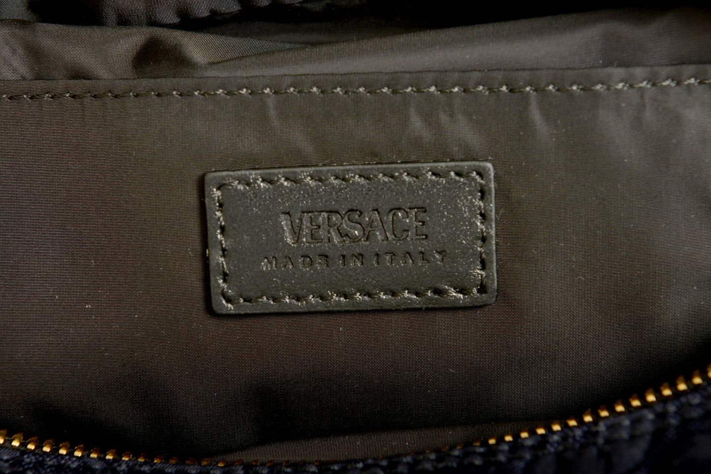 Versace Unisex Floral Print Navy Blue Gold Medusa Crossbody Bag