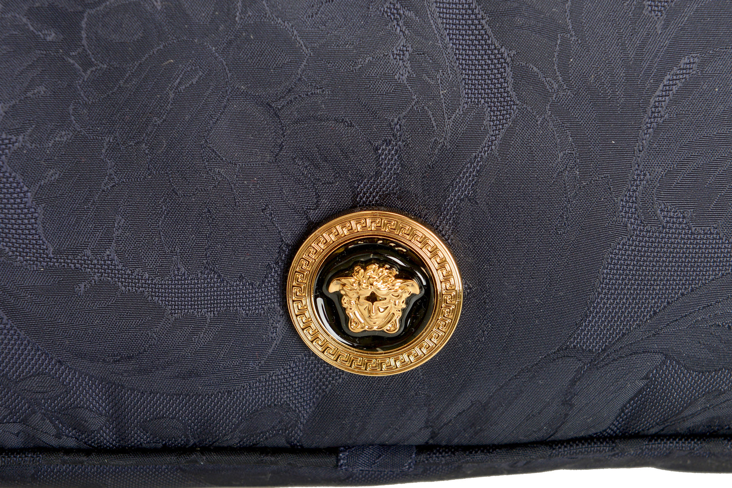 Versace Unisex Floral Print Navy Blue Gold Medusa Funny Belt Bag