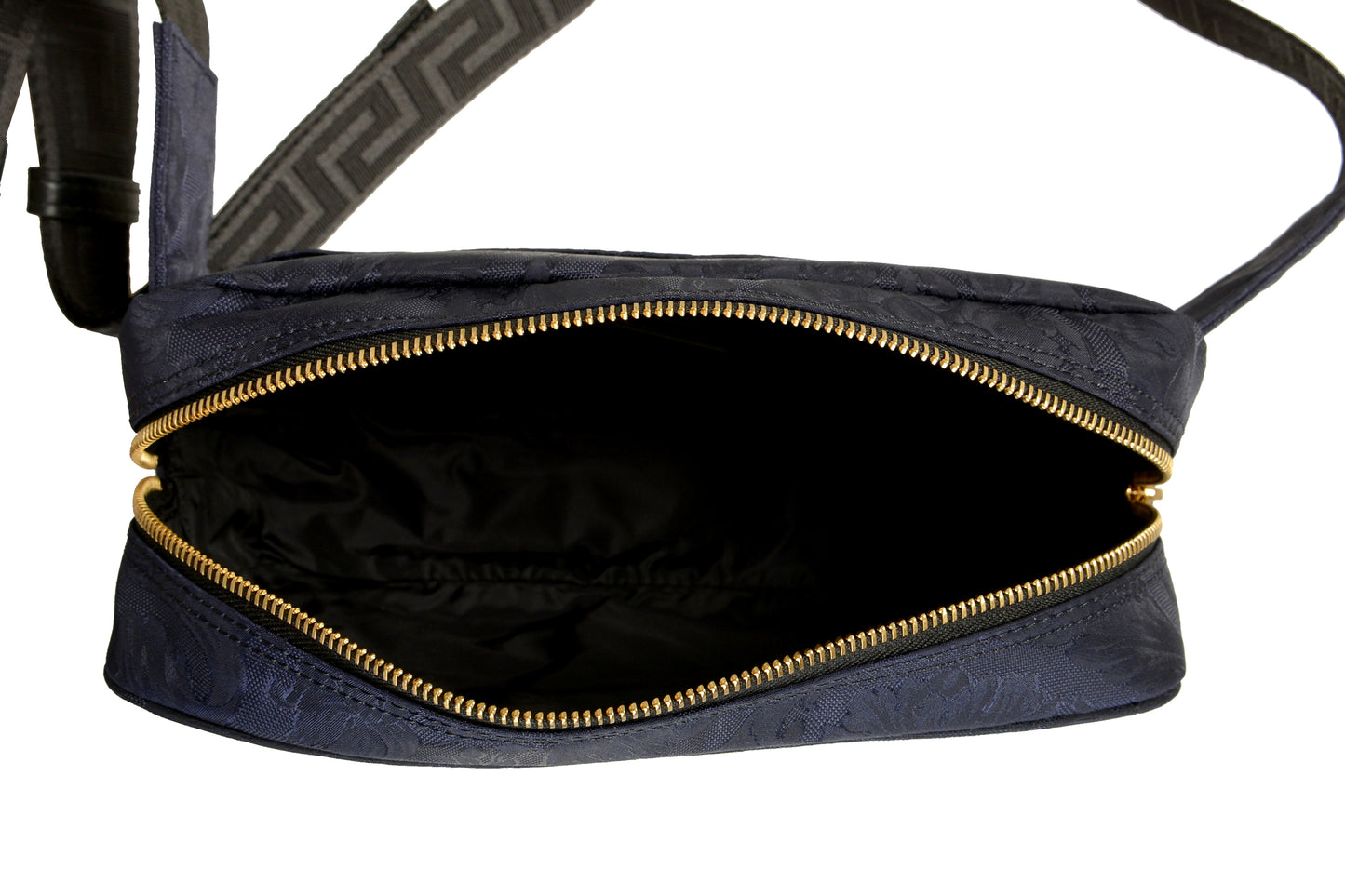 Versace Unisex Floral Print Navy Blue Gold Medusa Funny Belt Bag