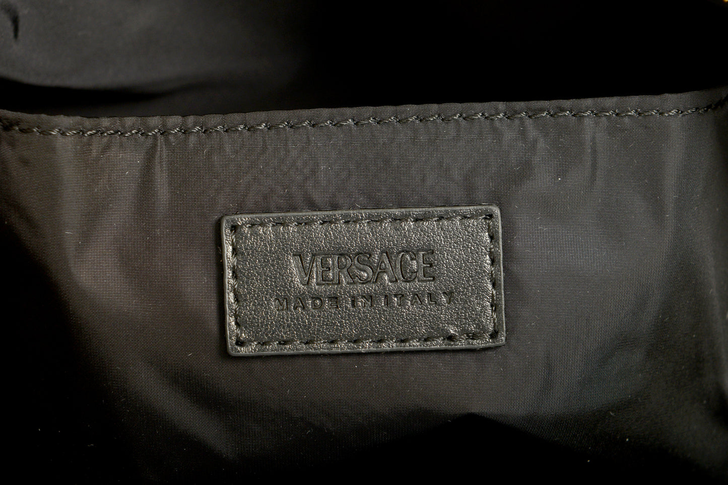 Versace Unisex Floral Print Navy Blue Gold Medusa Funny Belt Bag