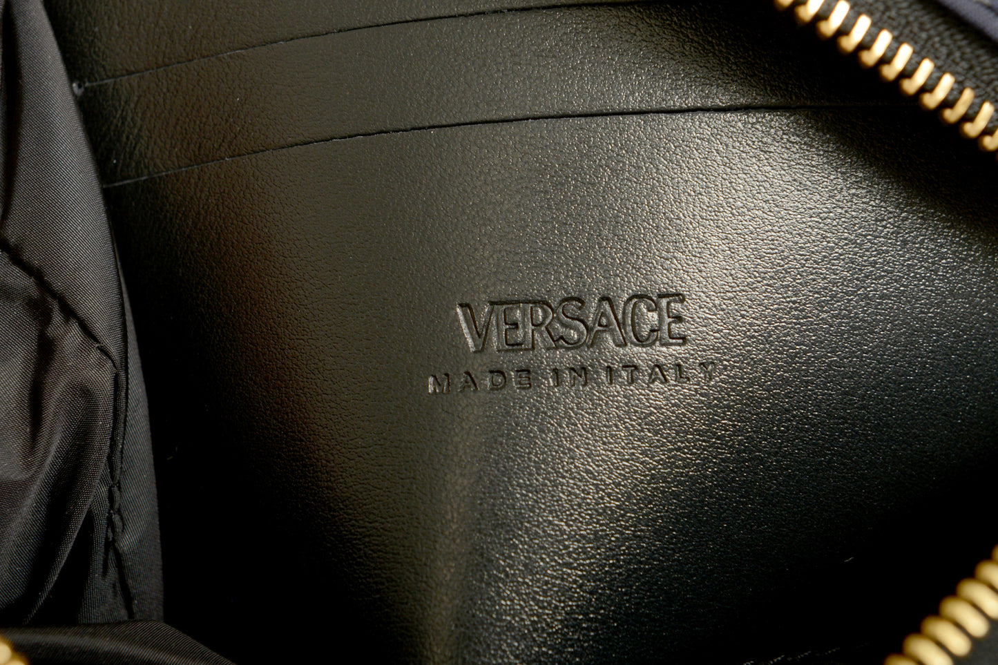 Versace Unisex Floral Print Navy Blue Gold Medusa Handbag Crossbody Bag