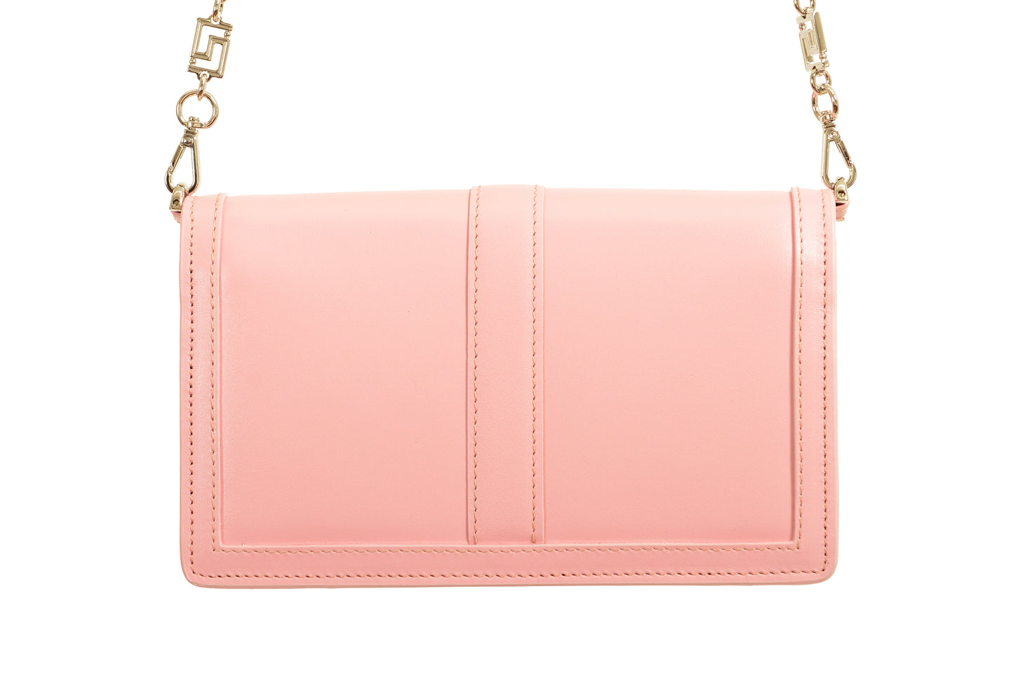 Versace Pink 100% Leather Greeca Chain Clutch Wallet Shoulder Bag