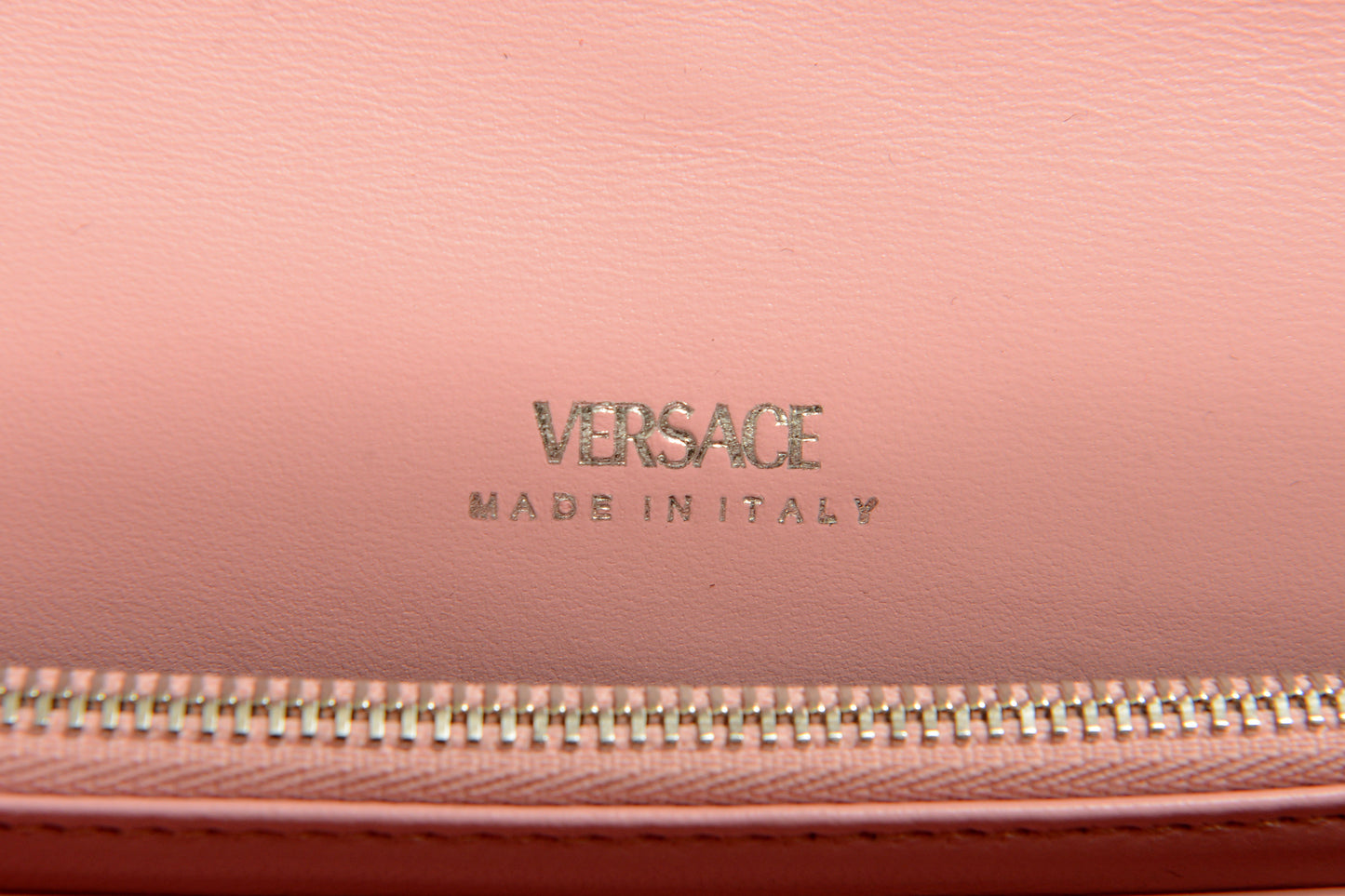 Versace Pink 100% Leather Greeca Chain Clutch Wallet Shoulder Bag