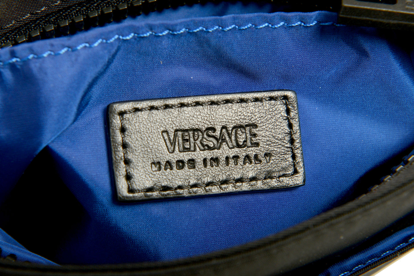 Versace Black Silver Medusa Fabric Shoulder Crossbody Bag