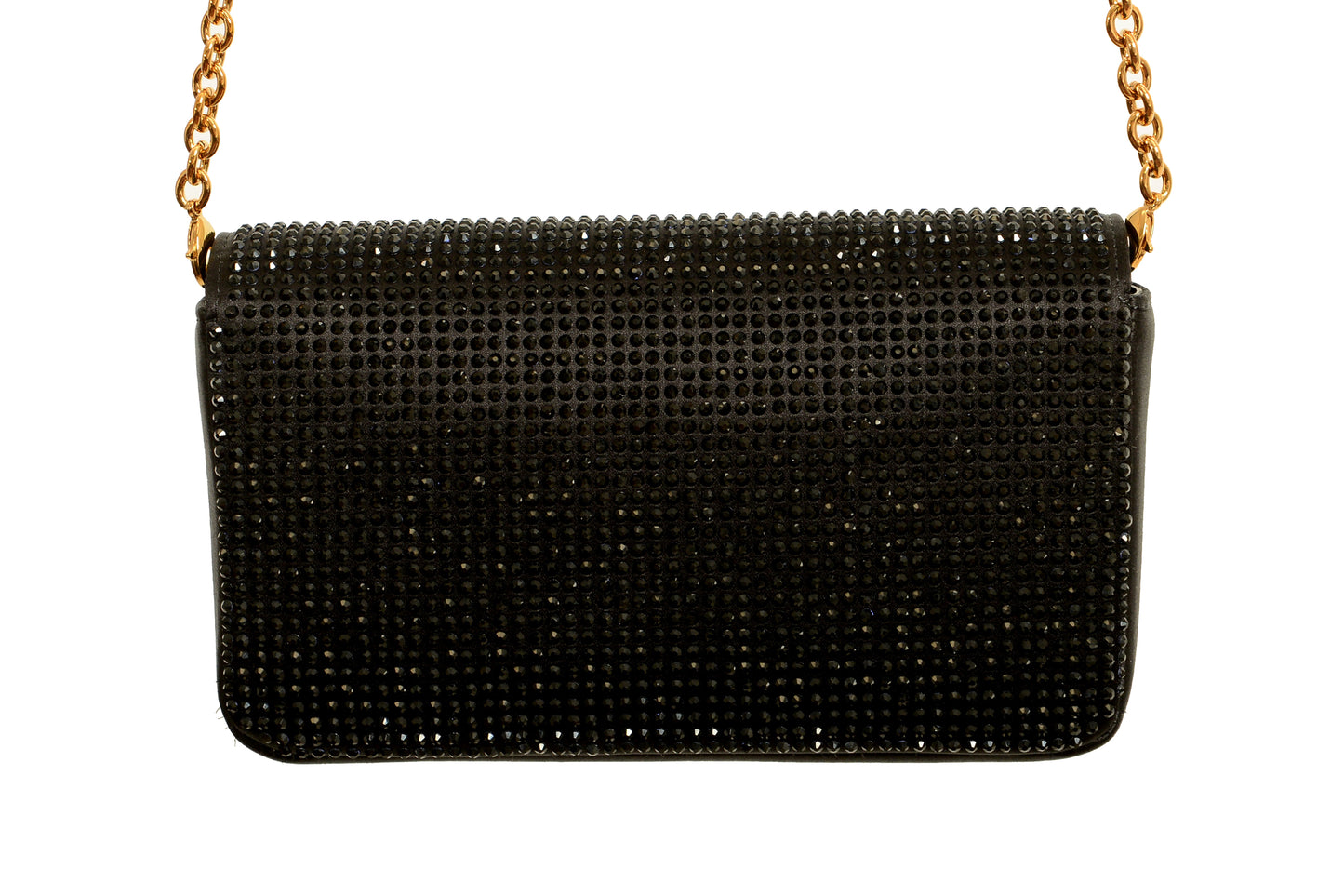 Versace Women's Black Strass Gold Medusa Mini Shoulder Bag Wallet On Chain