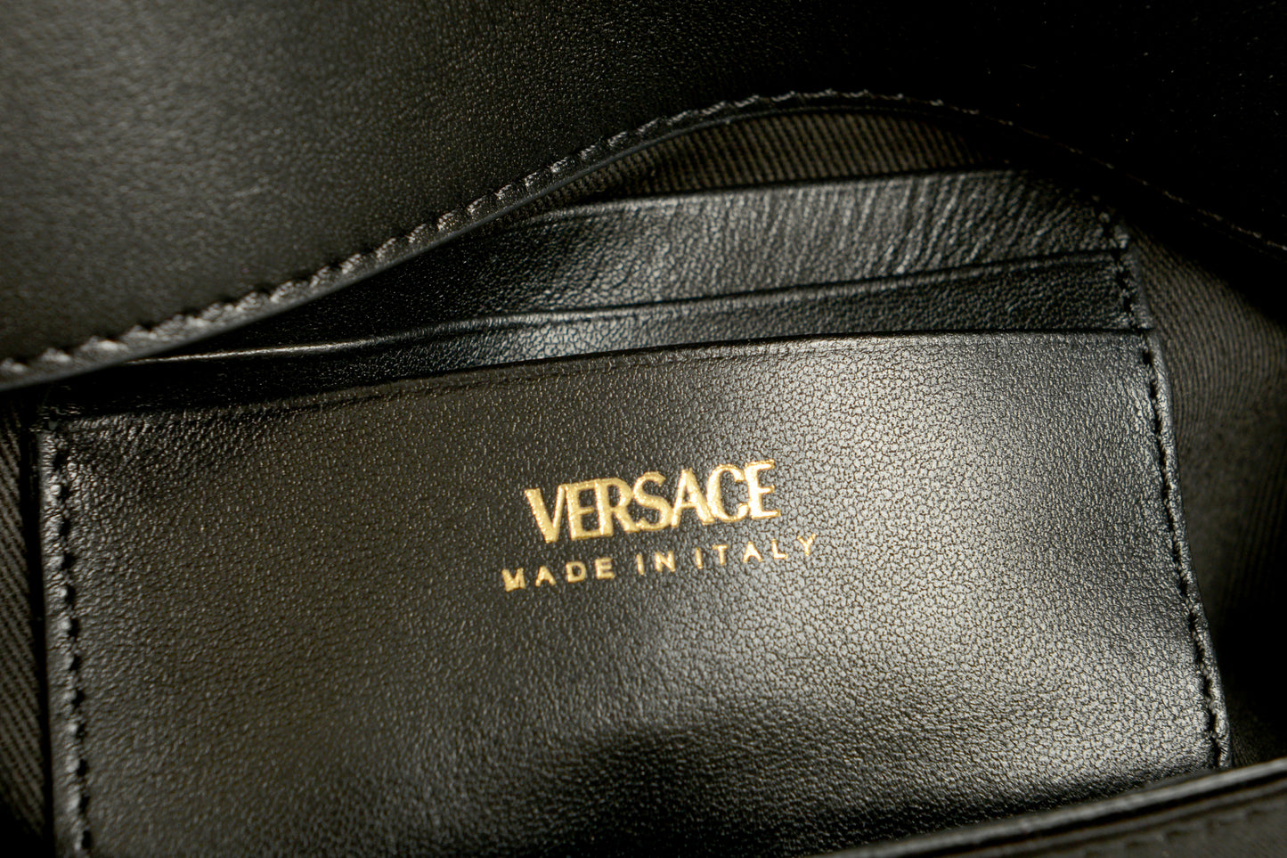 Versace Women's Black Strass Gold Medusa Mini Shoulder Bag Wallet On Chain