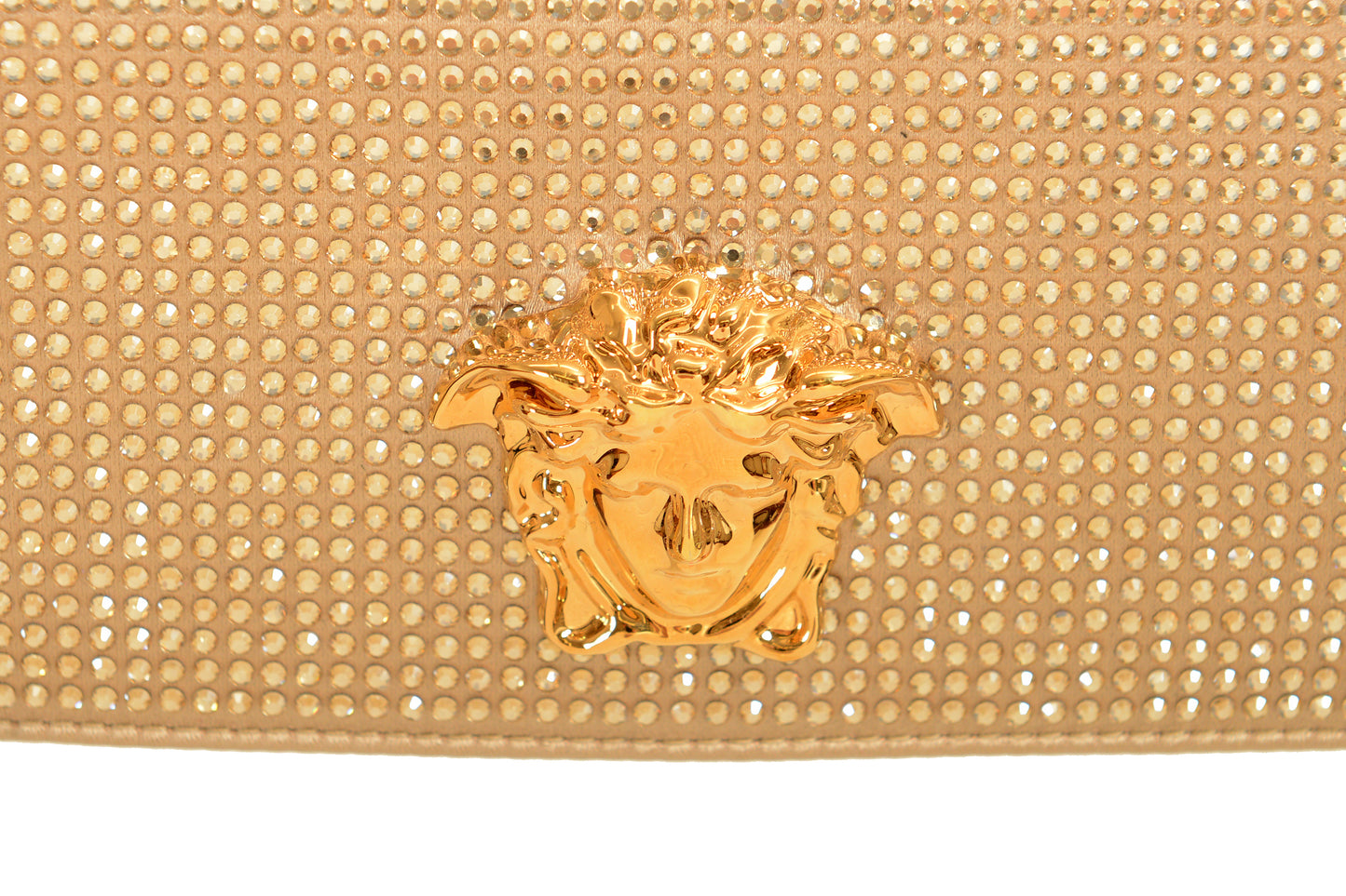 Versace Women's Bronze Strass Gold Medusa Mini Shoulder Bag Wallet On Chain