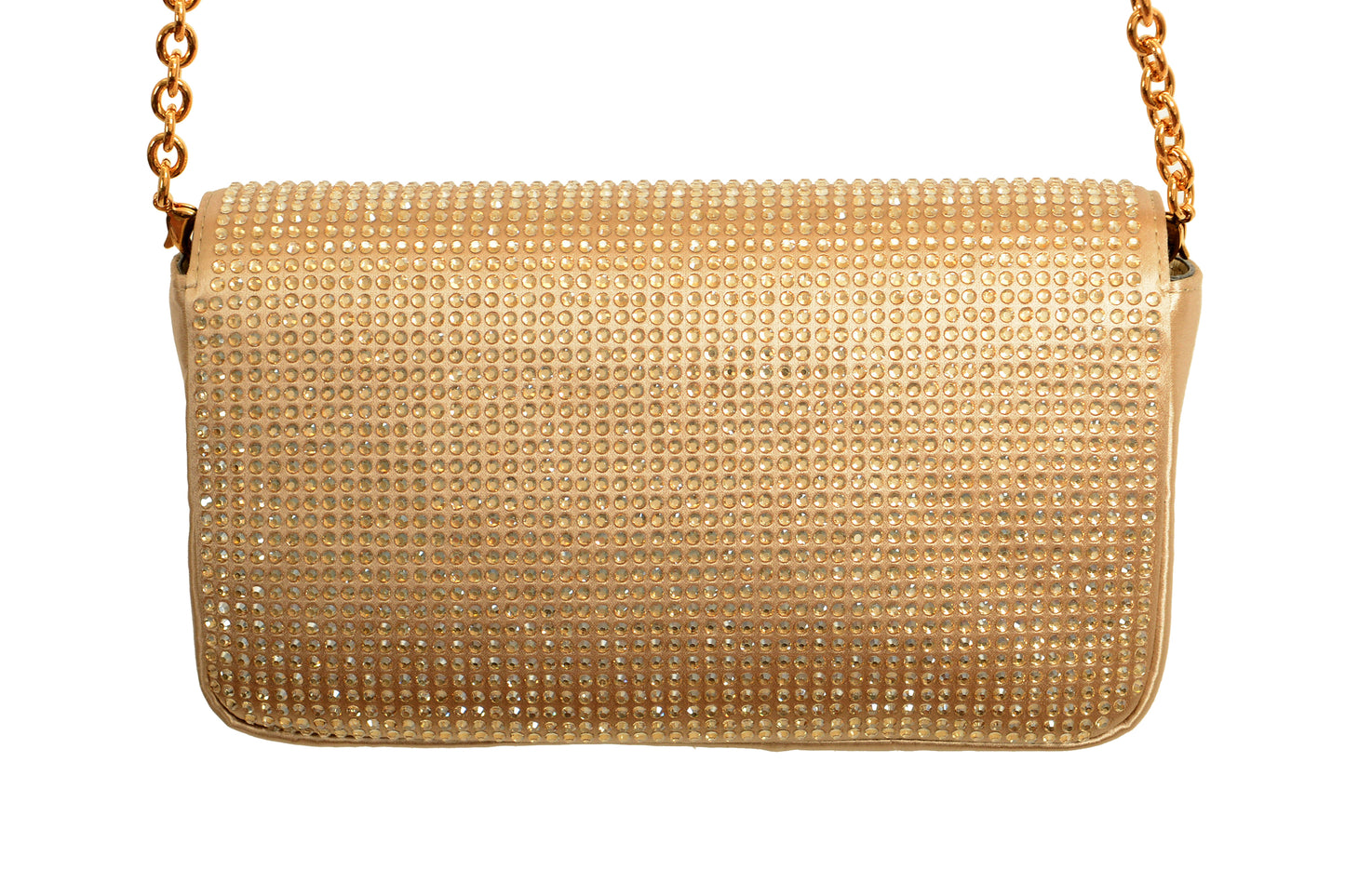 Versace Women's Bronze Strass Gold Medusa Mini Shoulder Bag Wallet On Chain