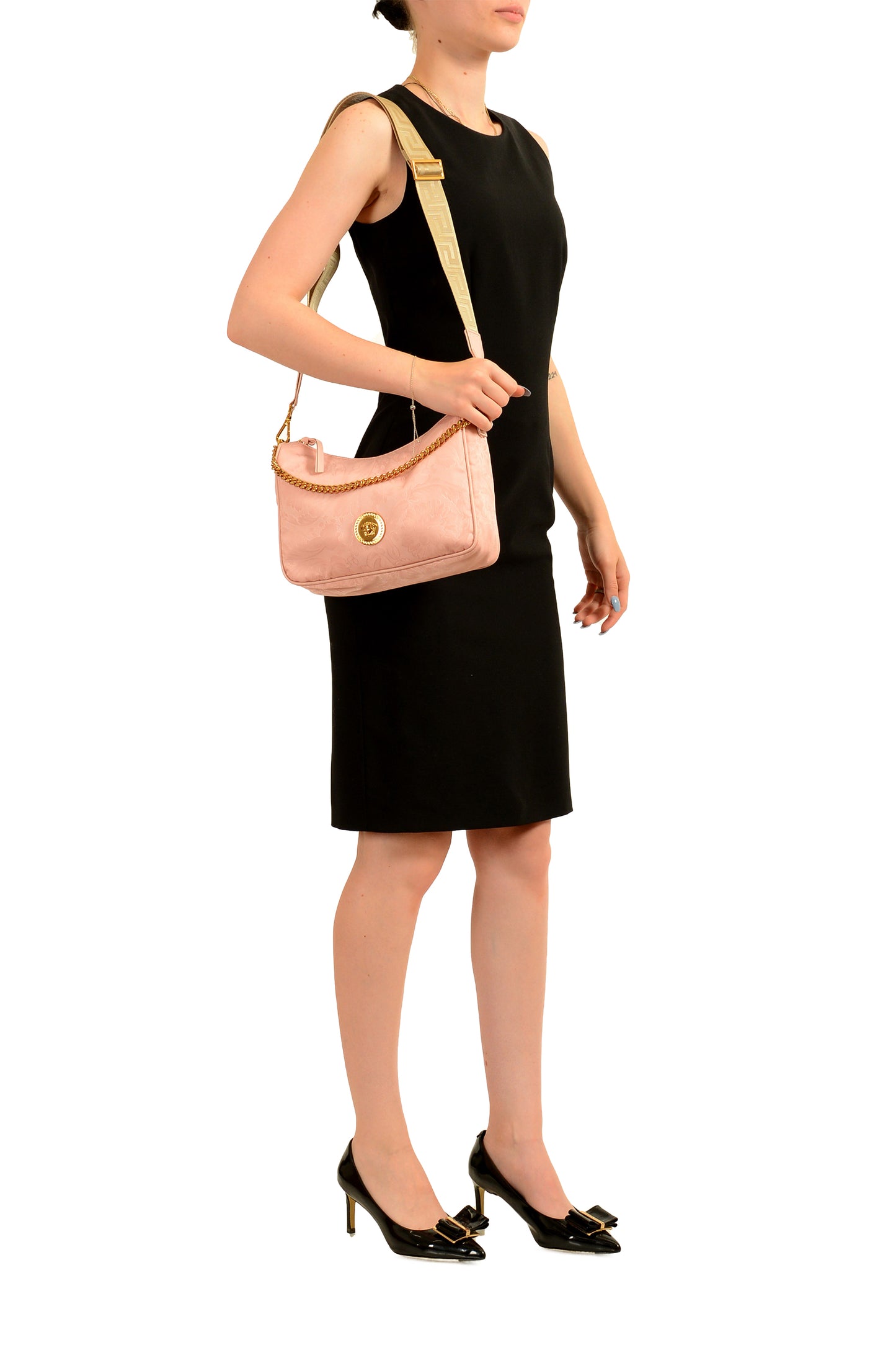 Versace Women's Dusty Rose Gold Medusa Medium Hobo Handbag Shoulder Bag