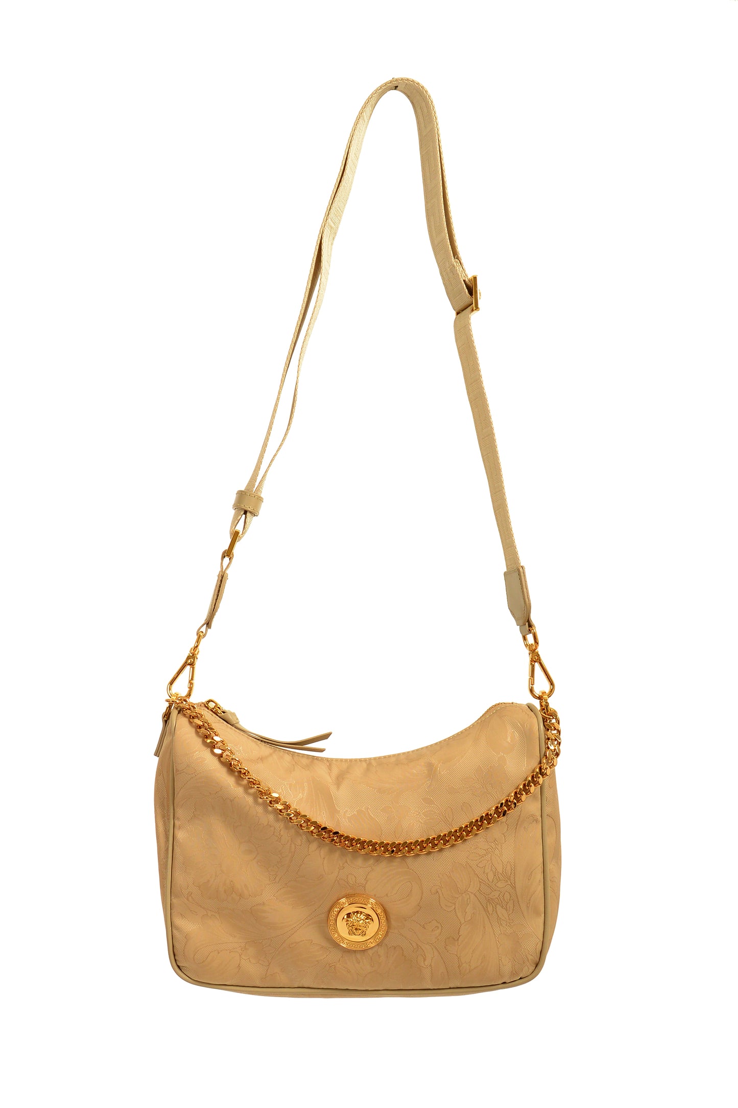 Versace Women's Beige Gold Medusa Medium Hobo Handbag Shoulder Bag