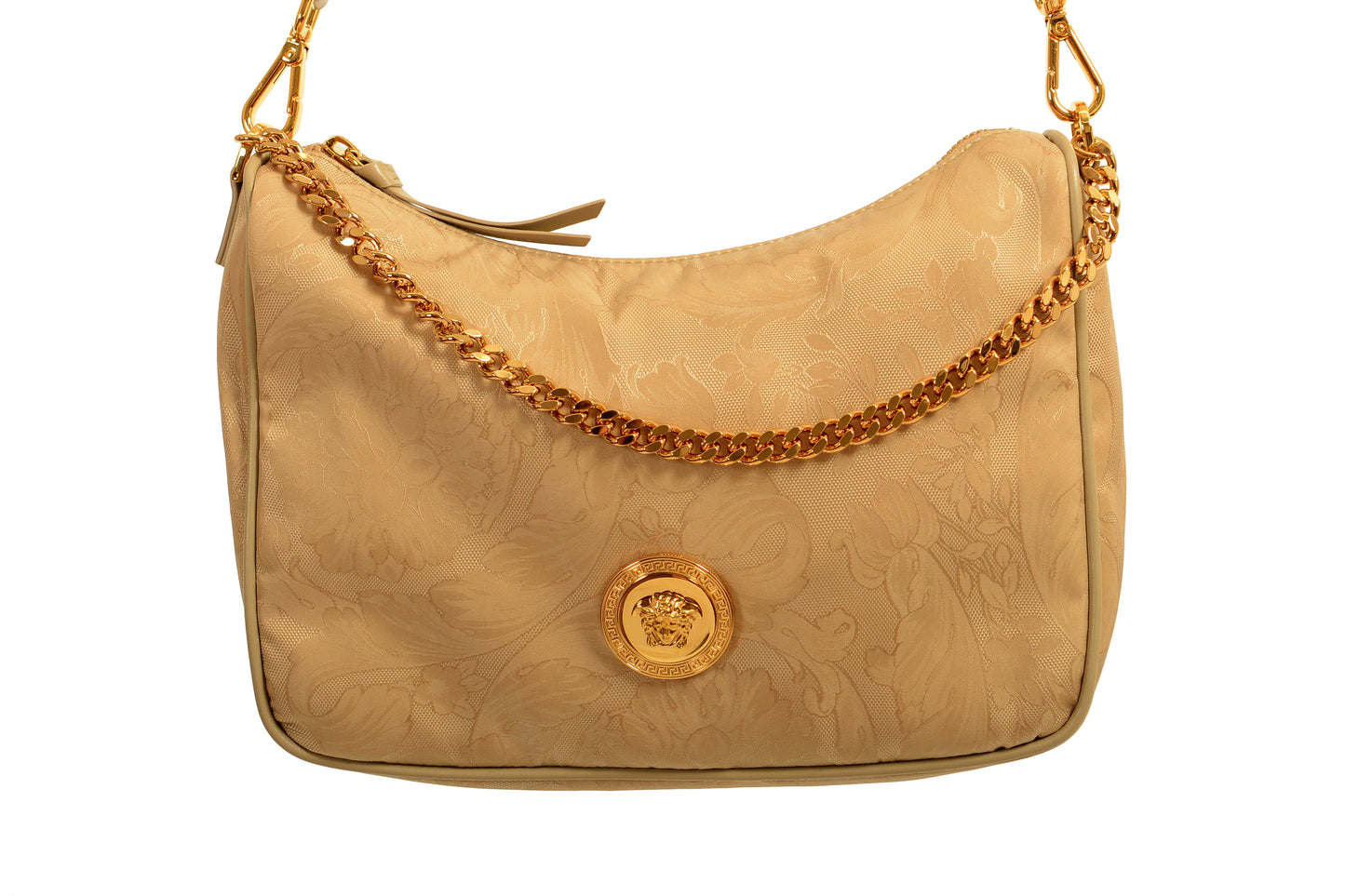 Versace Women's Beige Gold Medusa Medium Hobo Handbag Shoulder Bag