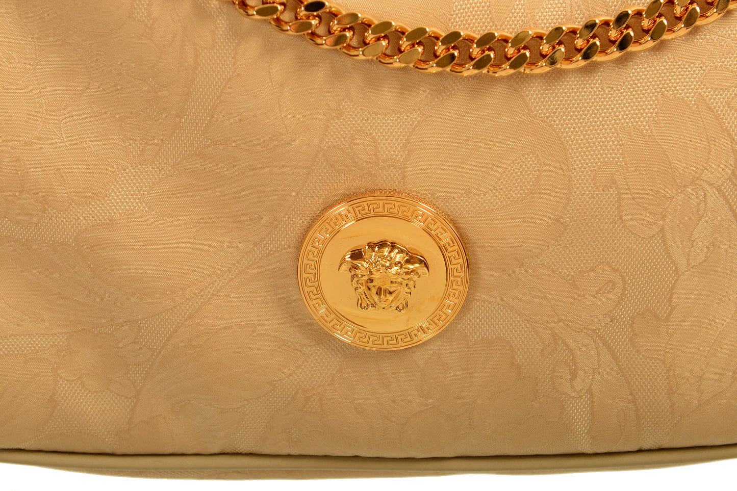 Versace Women's Beige Gold Medusa Medium Hobo Handbag Shoulder Bag