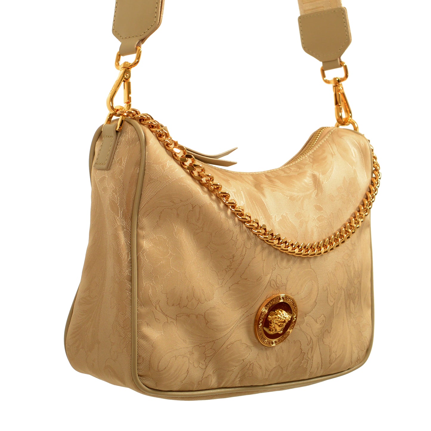 Versace Women's Beige Gold Medusa Medium Hobo Handbag Shoulder Bag
