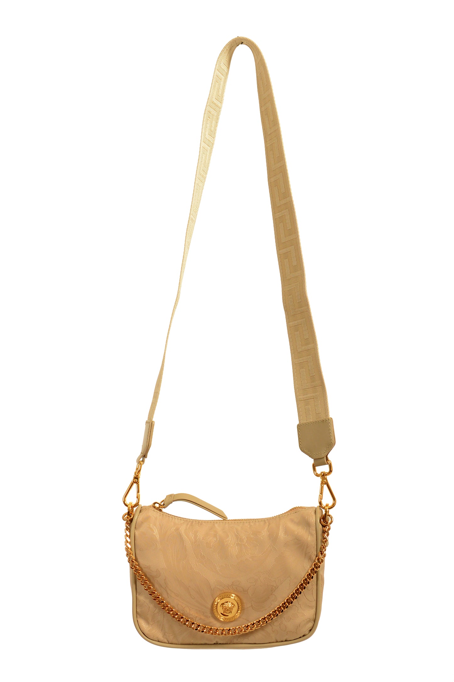 Versace Women's Beige Gold Medusa Small Hobo Handbag Shoulder Bag
