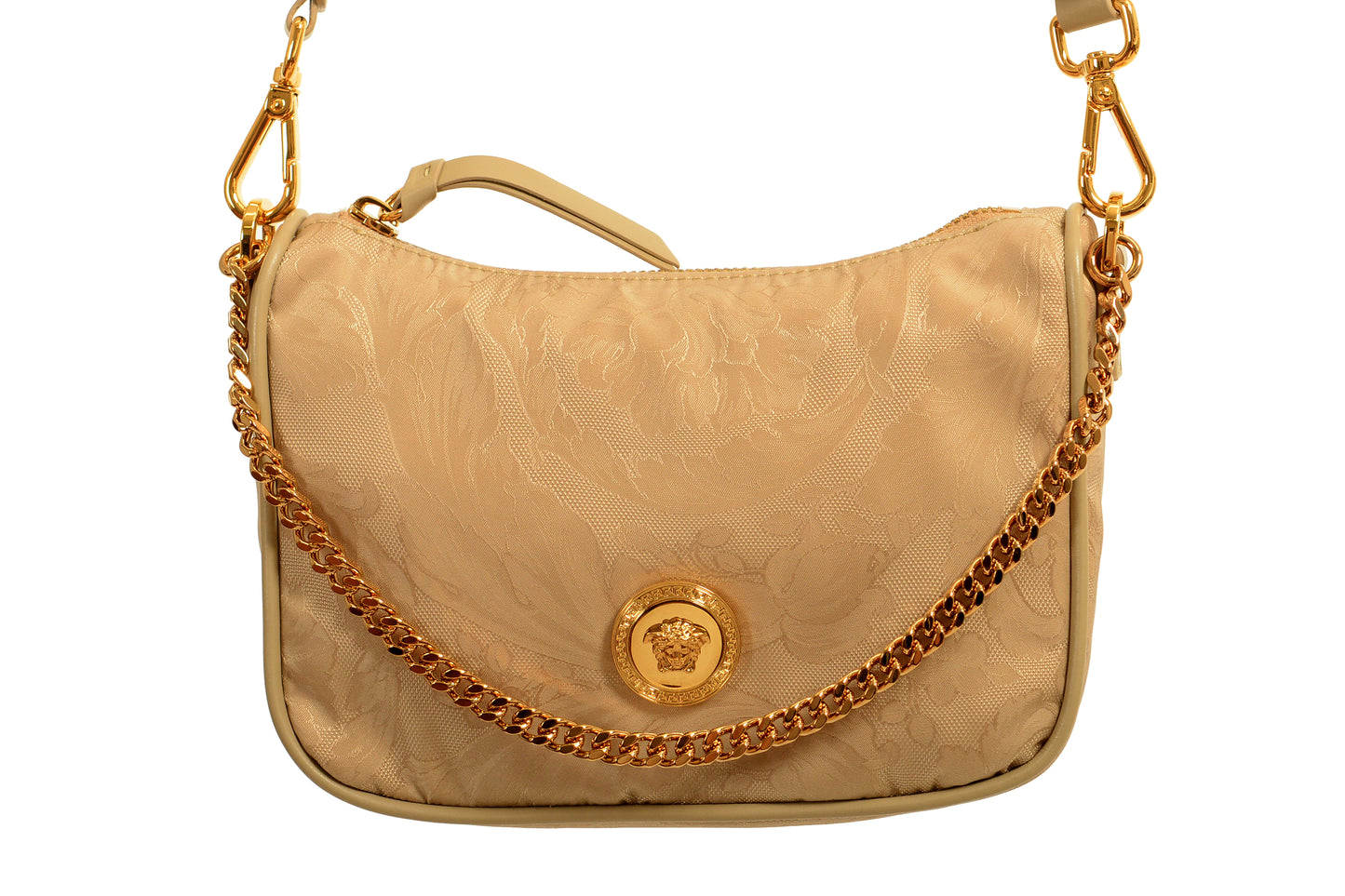 Versace Women's Beige Gold Medusa Small Hobo Handbag Shoulder Bag