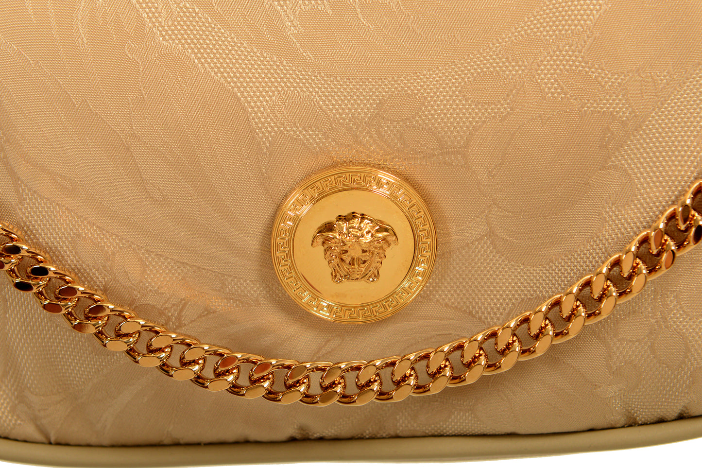 Versace Women's Beige Gold Medusa Small Hobo Handbag Shoulder Bag