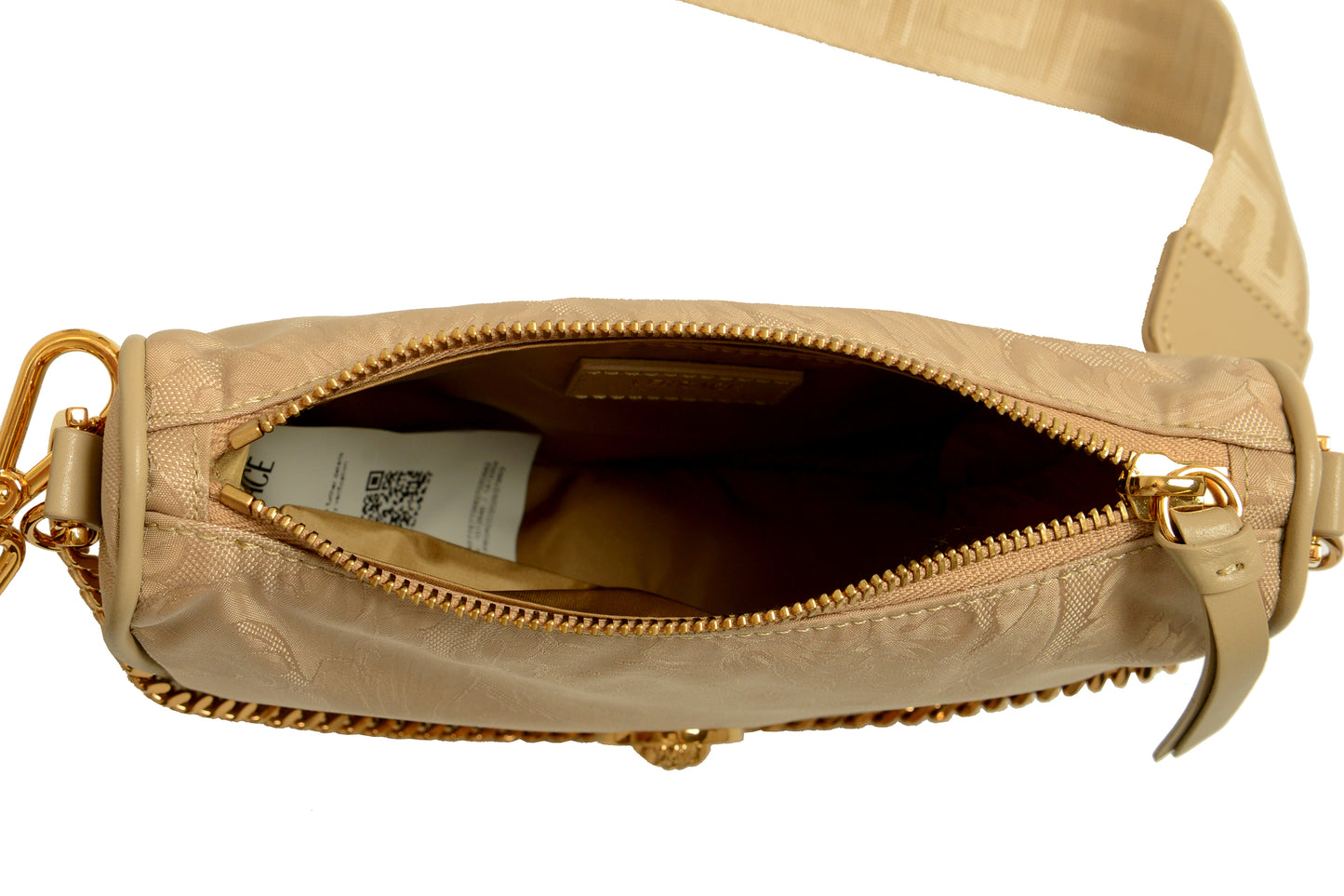 Versace Women's Beige Gold Medusa Small Hobo Handbag Shoulder Bag