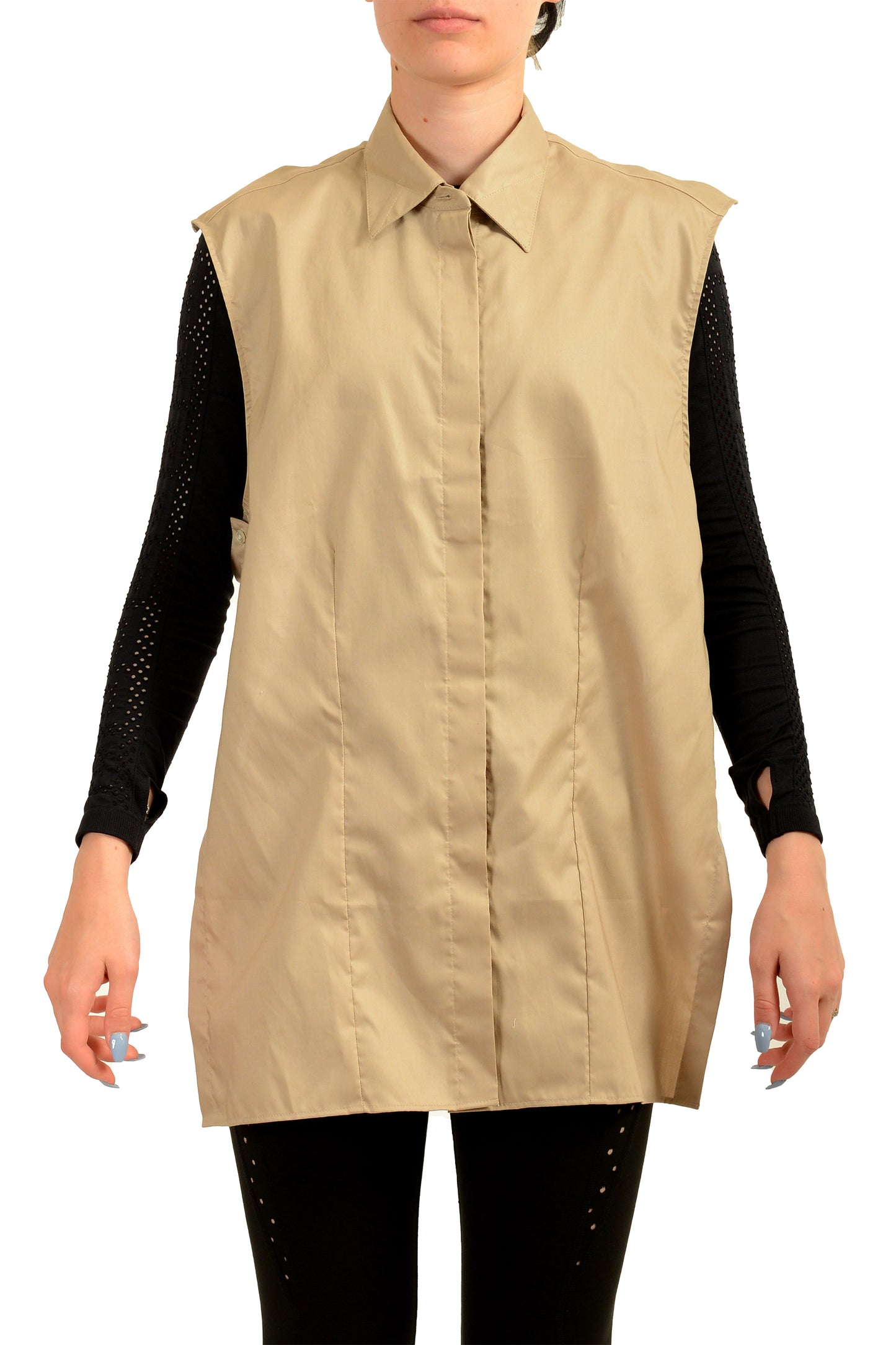 Hugo Boss Women's "Bagari" Beige Button Down Back Open Vest US 6 IT 42