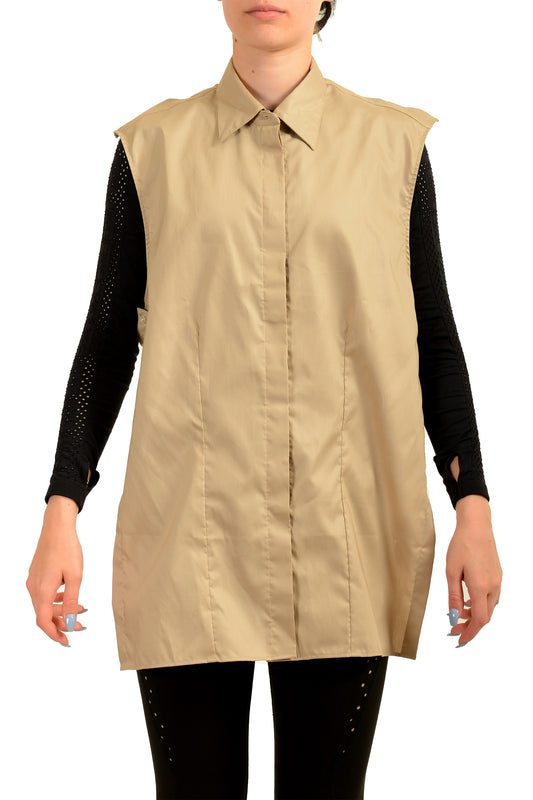 Hugo Boss Women's "Bagari" Beige Button Down Back Open Vest US 6 IT 42