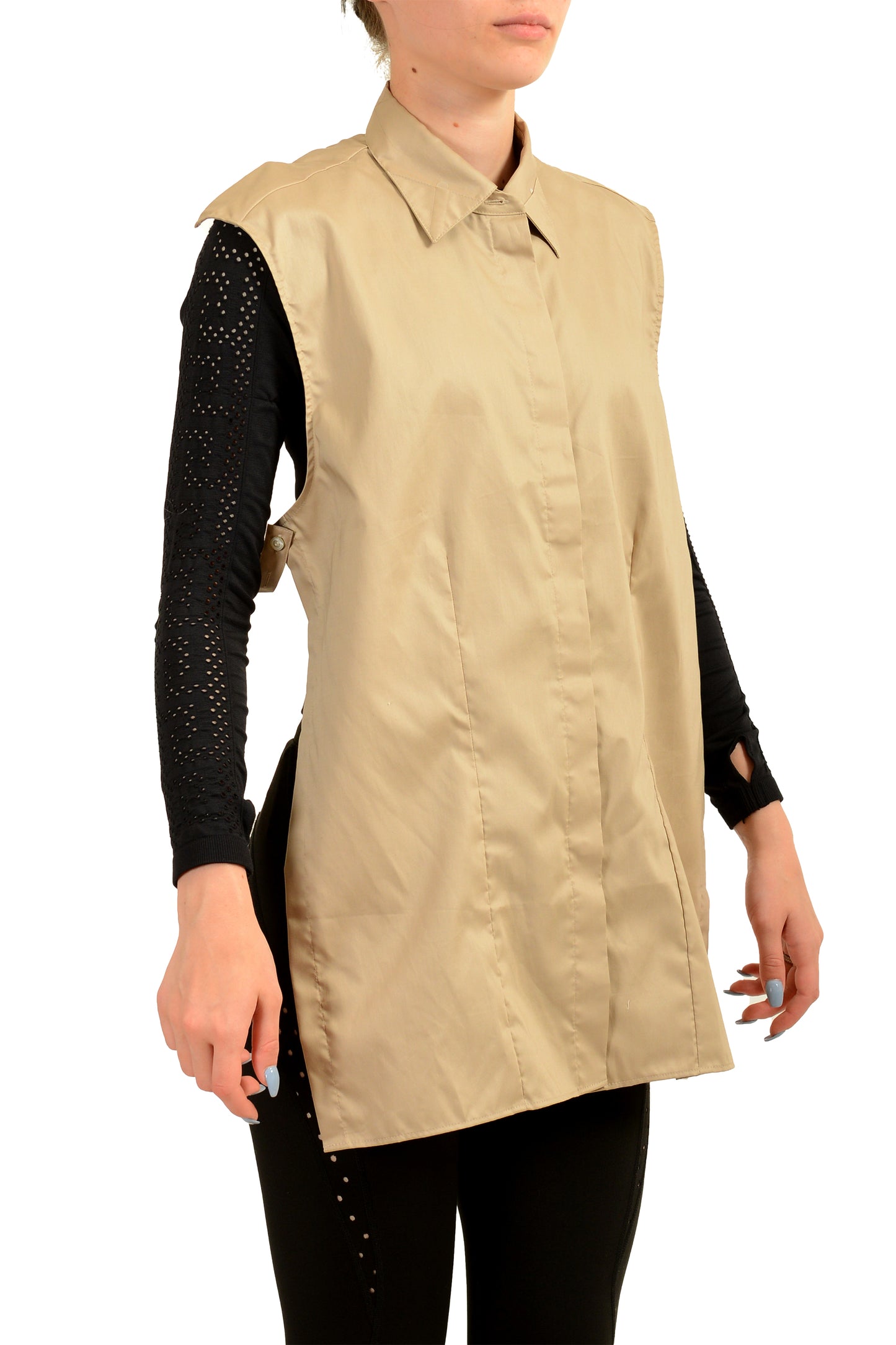 Hugo Boss Women's "Bagari" Beige Button Down Back Open Vest US 6 IT 42