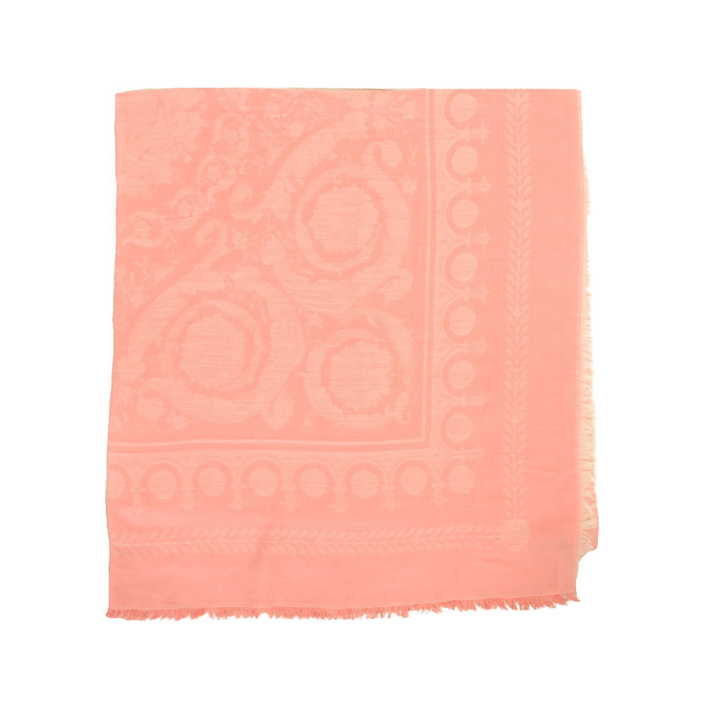 Versace Pink Jacquard Barocco Heritage Print Shawl Scarf
