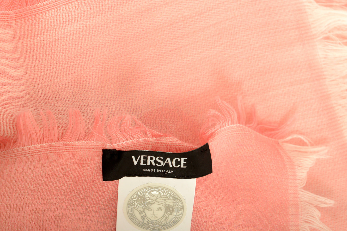 Versace Pink Jacquard Barocco Heritage Print Shawl Scarf