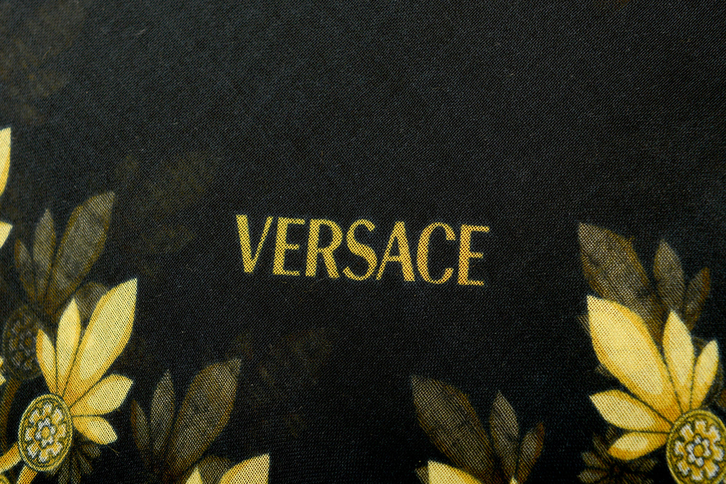 Versace Black & Gold Barocco Heritage Print Shawl Scarf