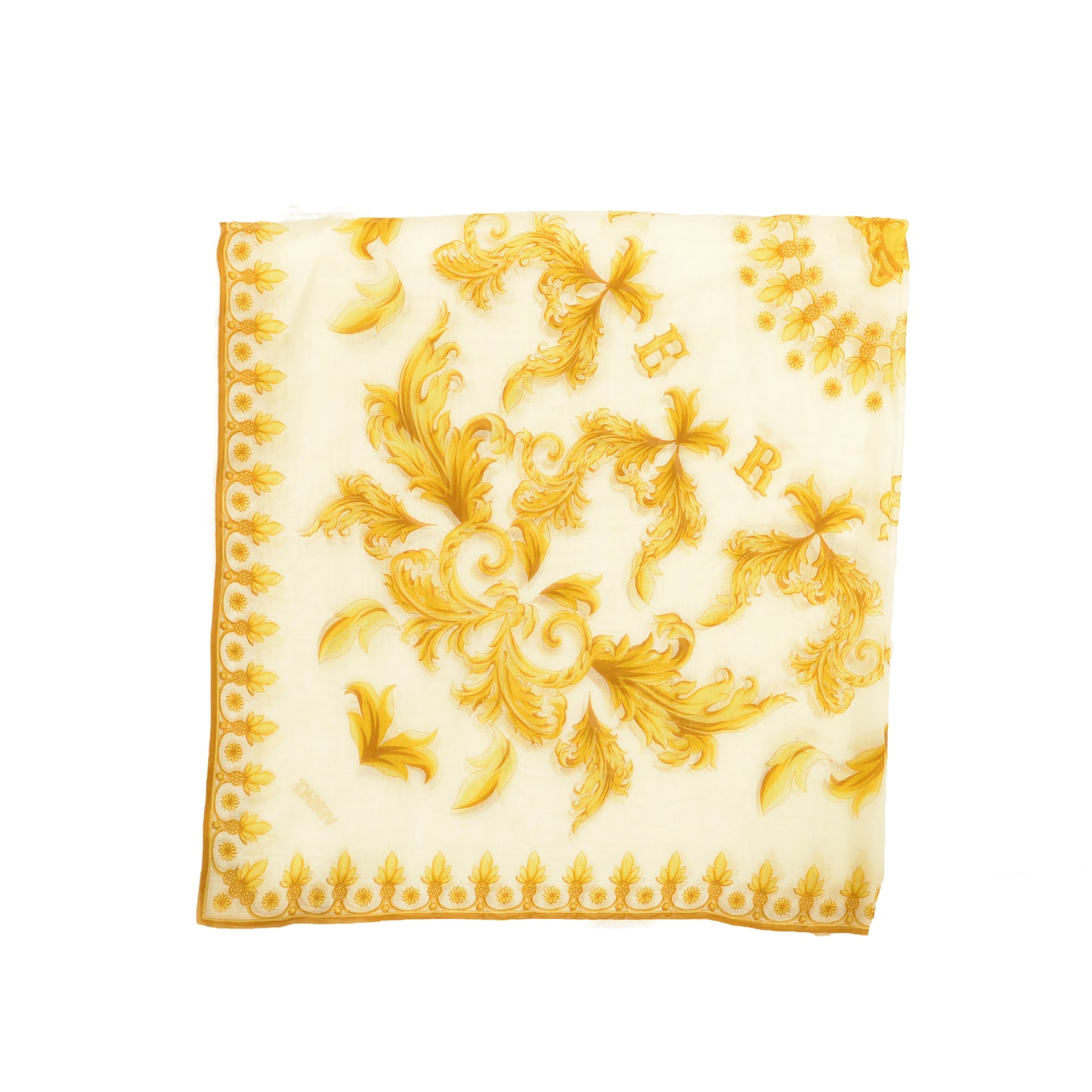 Versace Ivory & Gold Barocco Heritage Print Shawl Scarf