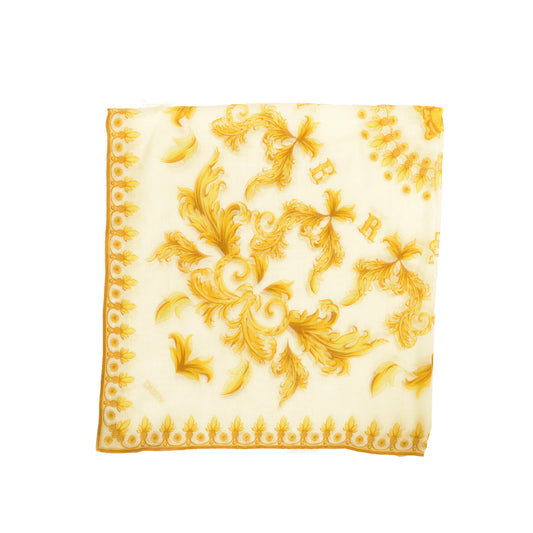 Versace Ivory & Gold Barocco Heritage Print Shawl Scarf