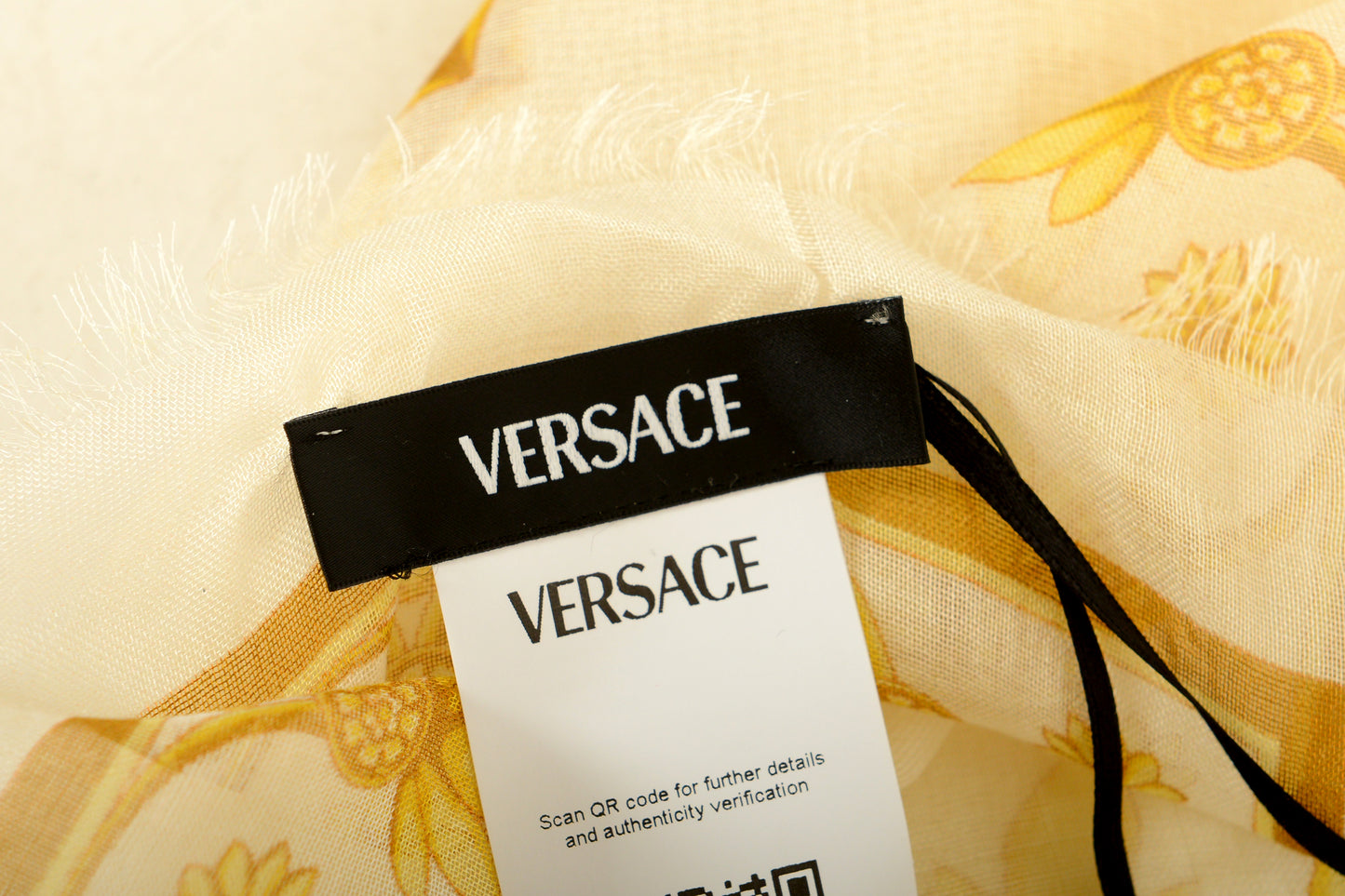 Versace Ivory & Gold Barocco Heritage Print Shawl Scarf