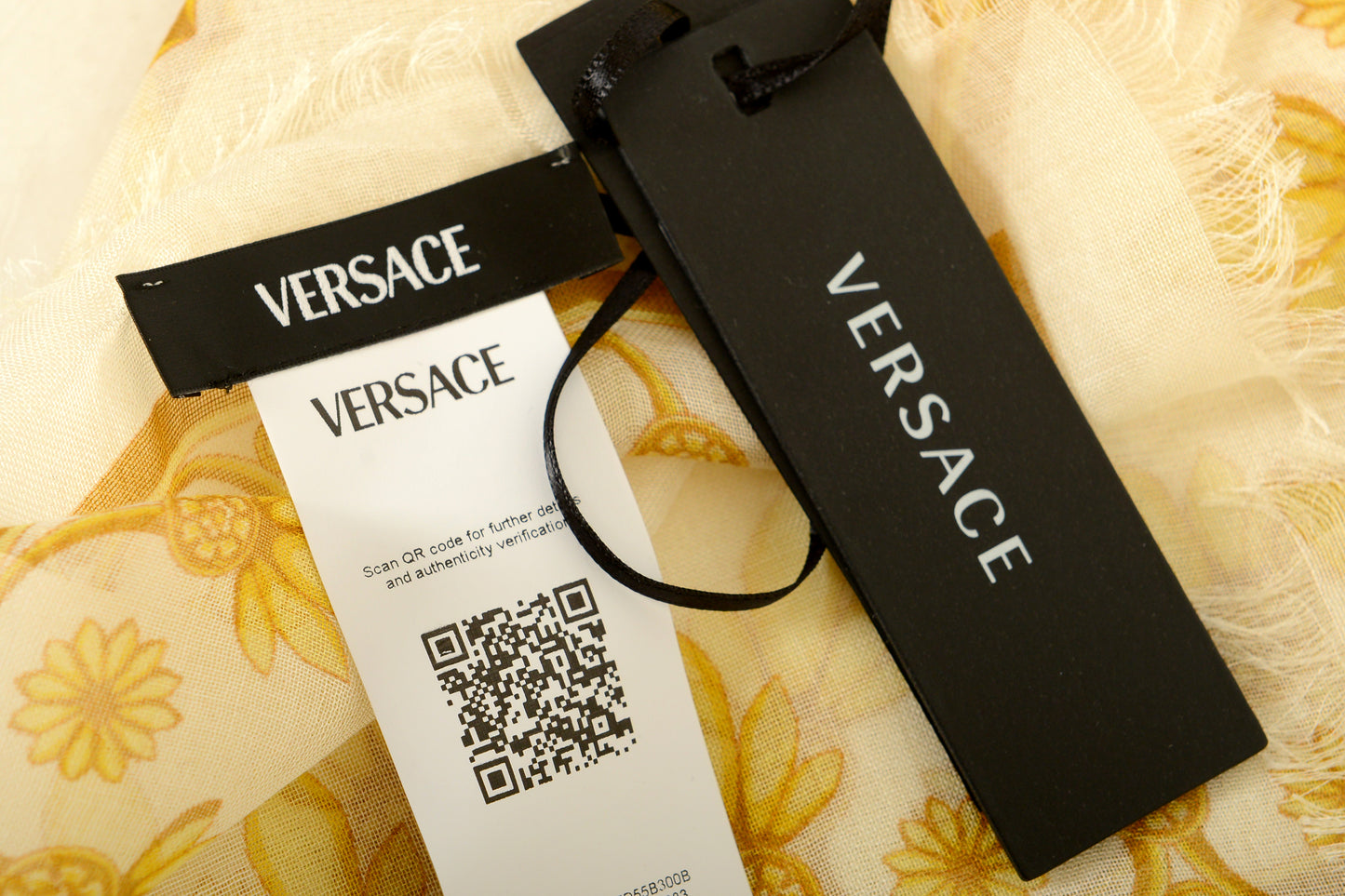 Versace Ivory & Gold Barocco Heritage Print Shawl Scarf