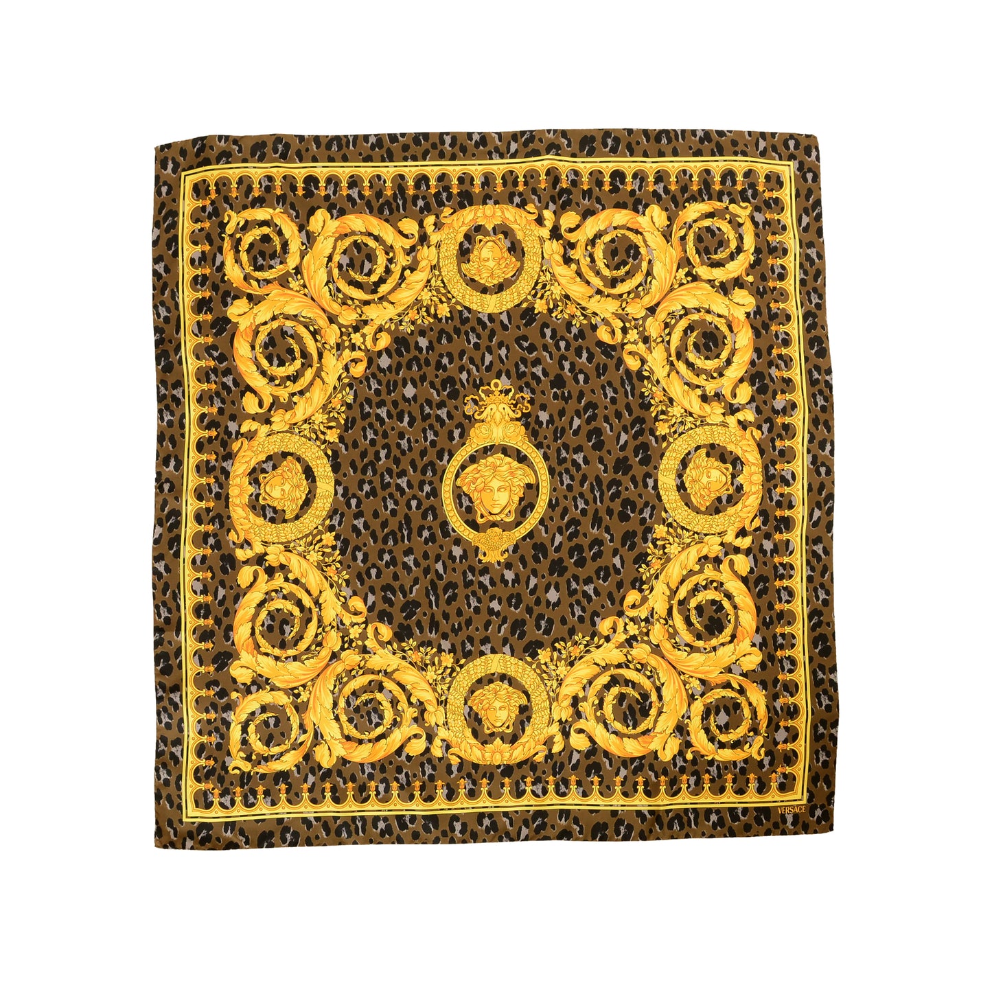 Versace Multi-Color Versace Signature Print 100% Silk Shawl Scarf Bandana