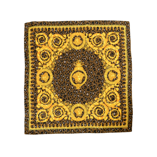 Versace Multi-Color Versace Signature Print 100% Silk Shawl Scarf Bandana