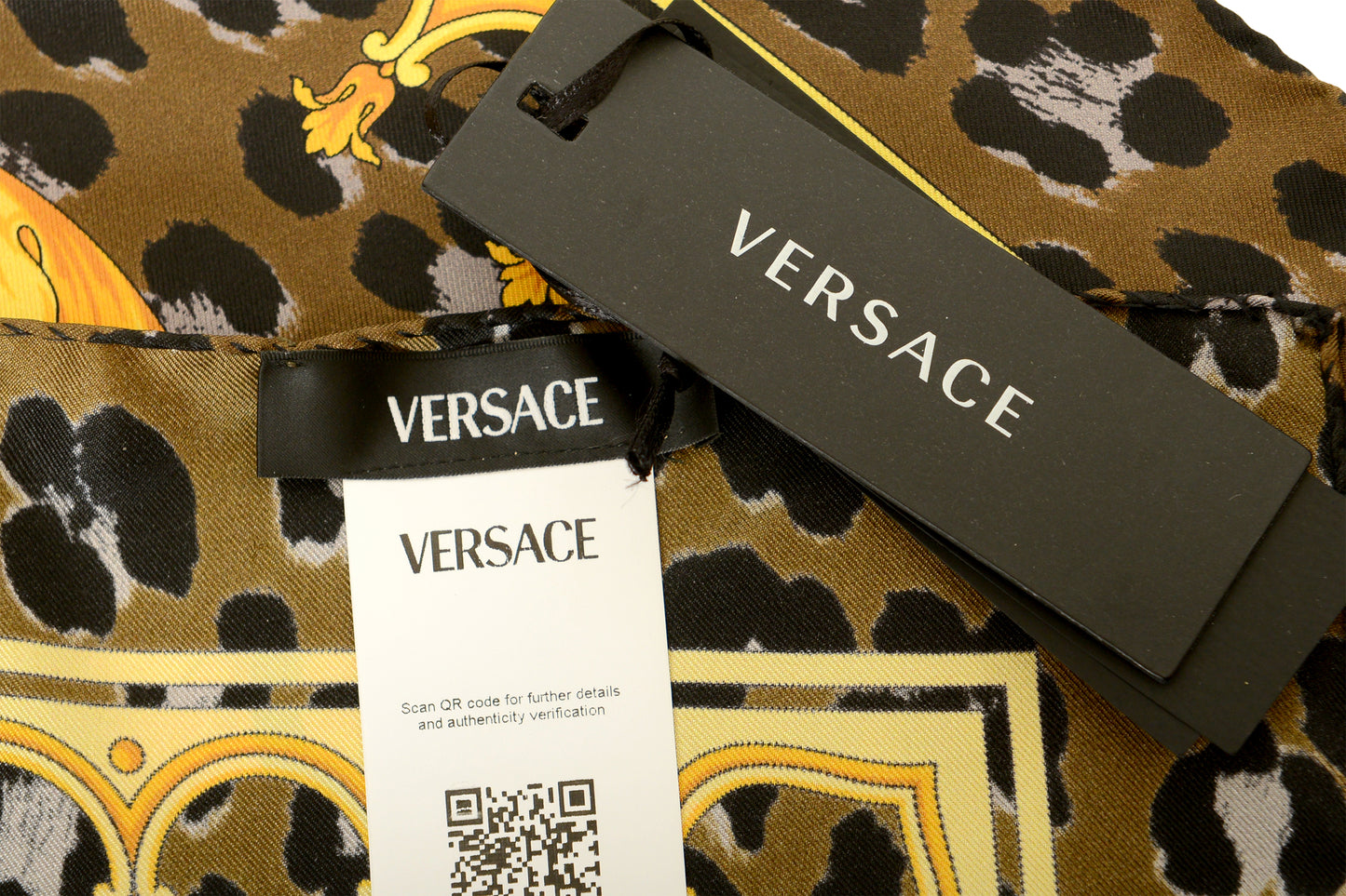 Versace Multi-Color Versace Signature Print 100% Silk Shawl Scarf Bandana