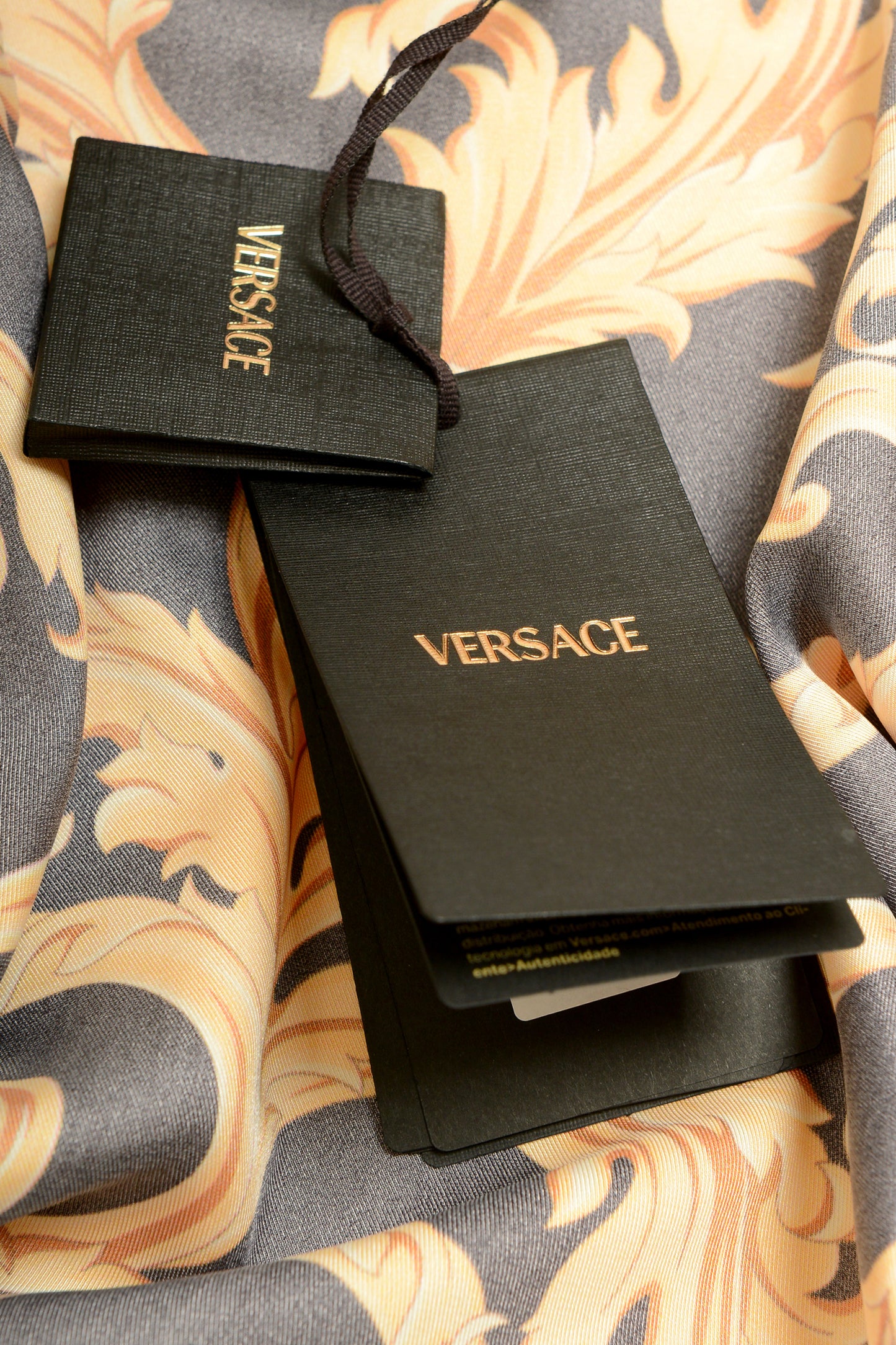 Versace Men's Black & Gold Barocco Print Long Sleeve Shirt US M IT 50