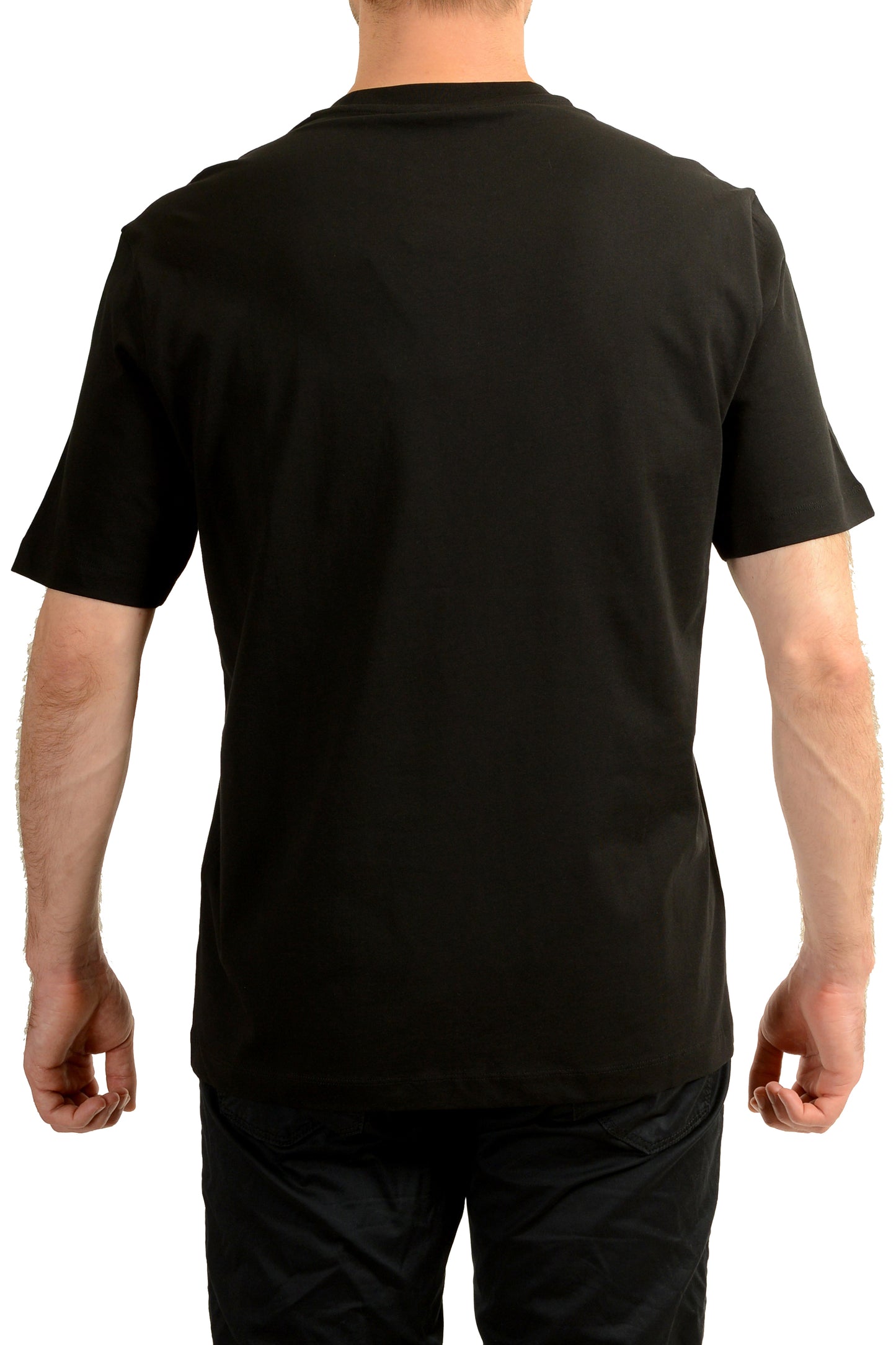 Versace Men's Logo Print Black Crewneck Short Sleeve T-Shirt US M IT 50