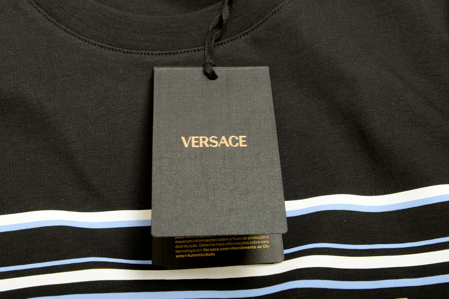 Versace Men's Logo Print Black Crewneck Short Sleeve T-Shirt US L IT 52