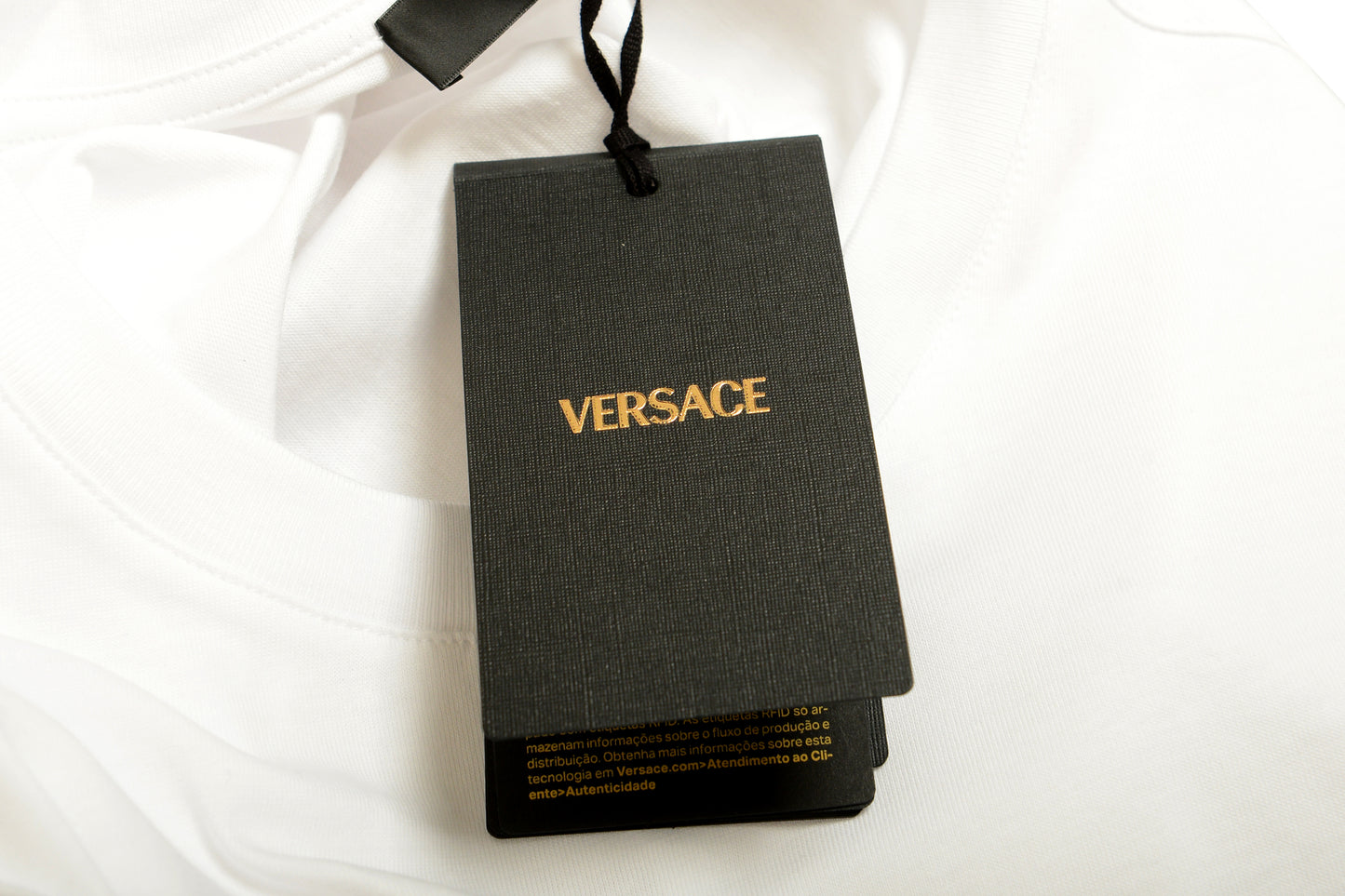 Versace Men's Logo Print White Crewneck Short Sleeve T-Shirt US M IT 50