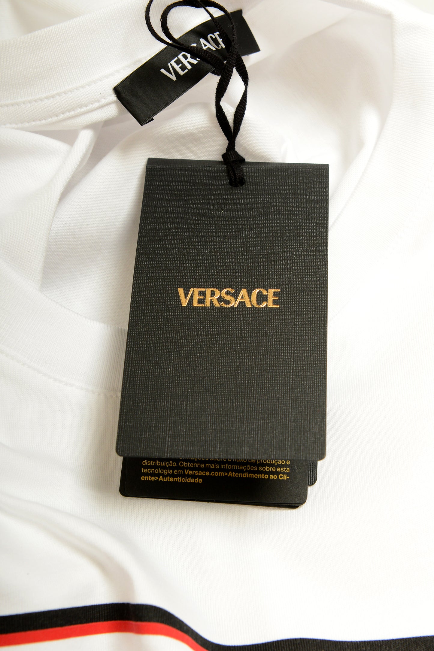 Versace Men's Logo Print White Crewneck Short Sleeve T-Shirt US M IT 50