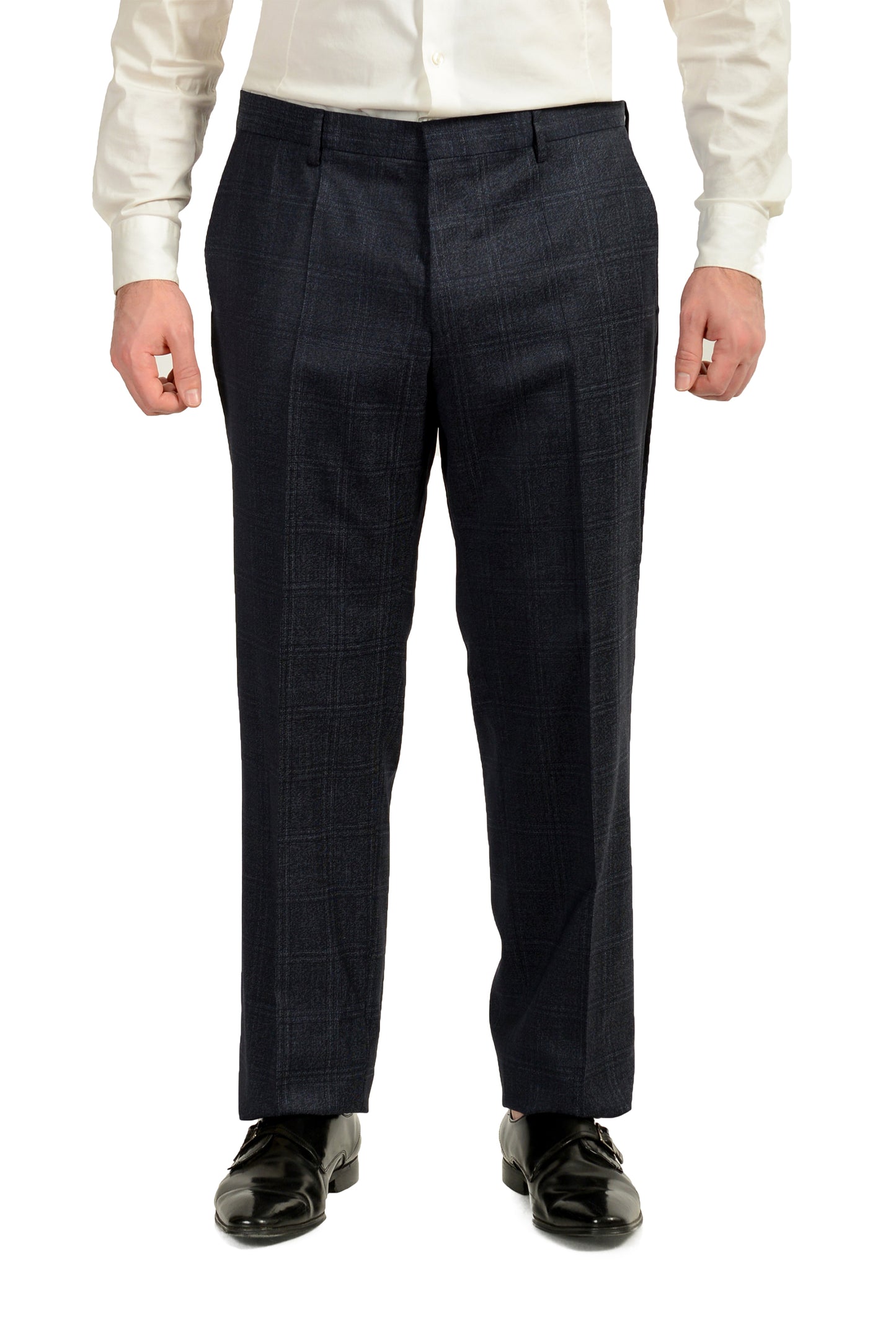Hugo Boss Men's "Huge6/Genius5" Slim Fit Plaid 100% Wool Suit US 44R IT 54R