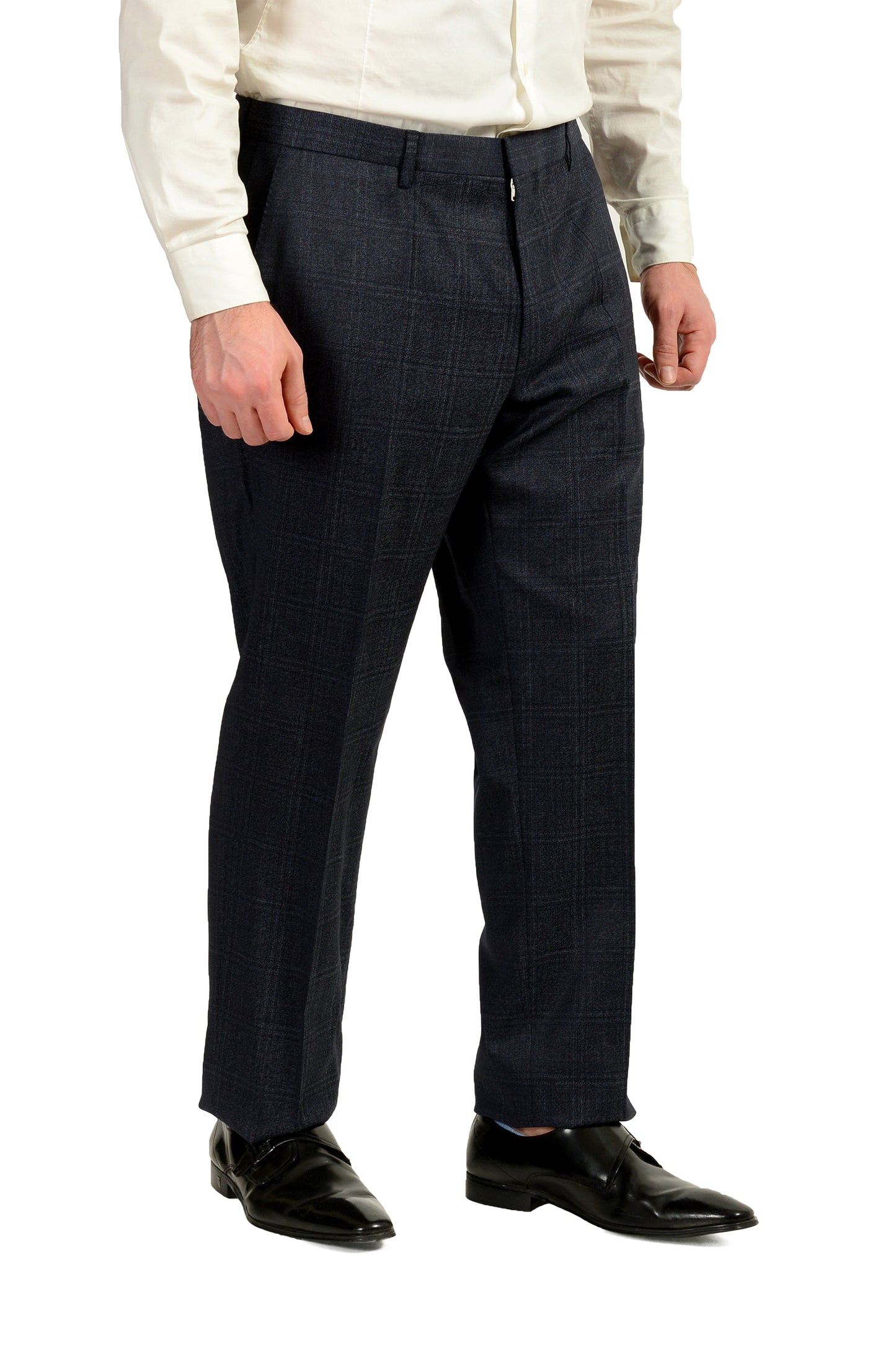 Hugo Boss Men's "Huge6/Genius5" Slim Fit Plaid 100% Wool Suit US 44R IT 54R