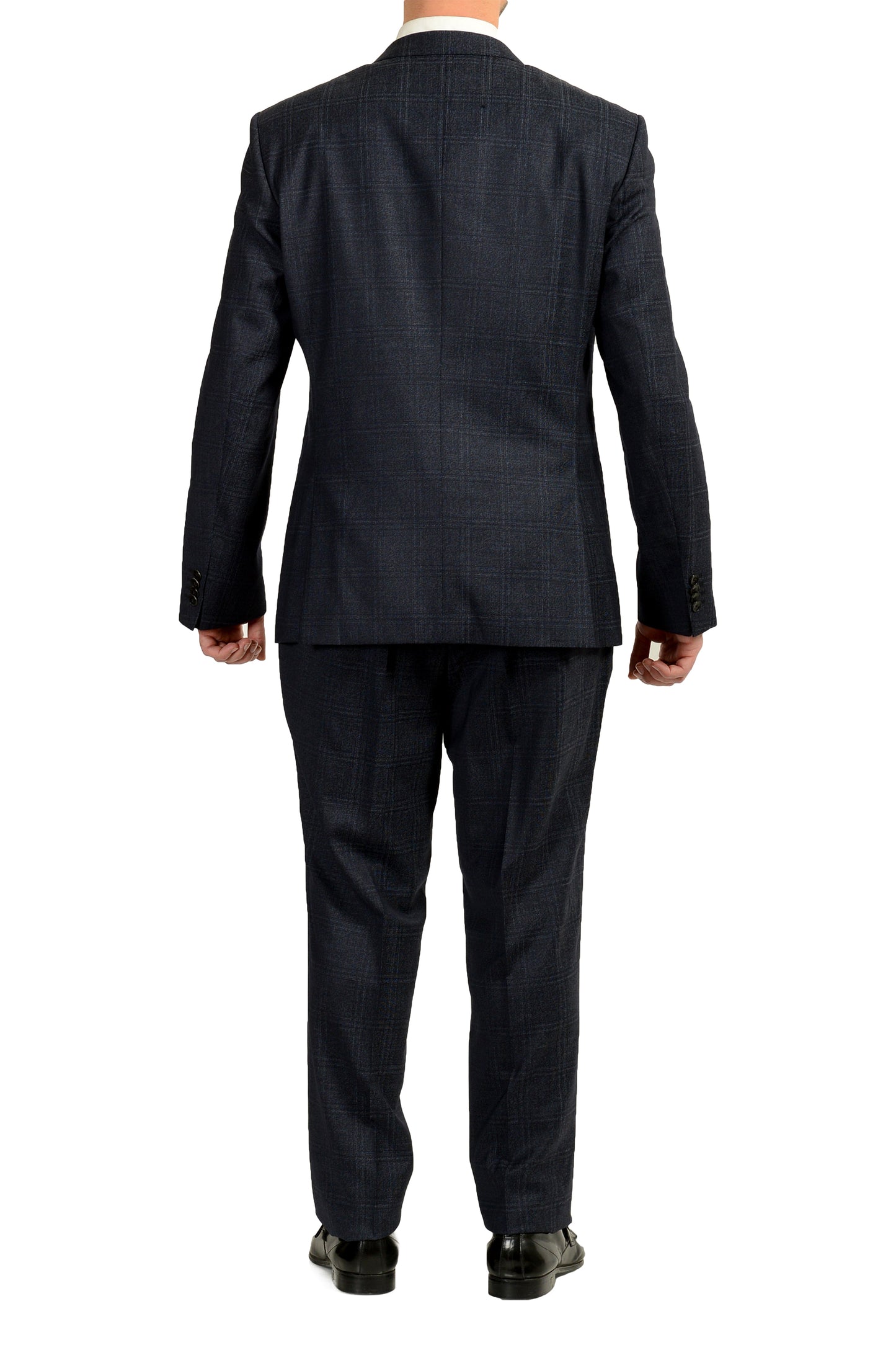 Hugo Boss Men's "Huge6/Genius5" Slim Fit Plaid 100% Wool Suit US 44R IT 54R