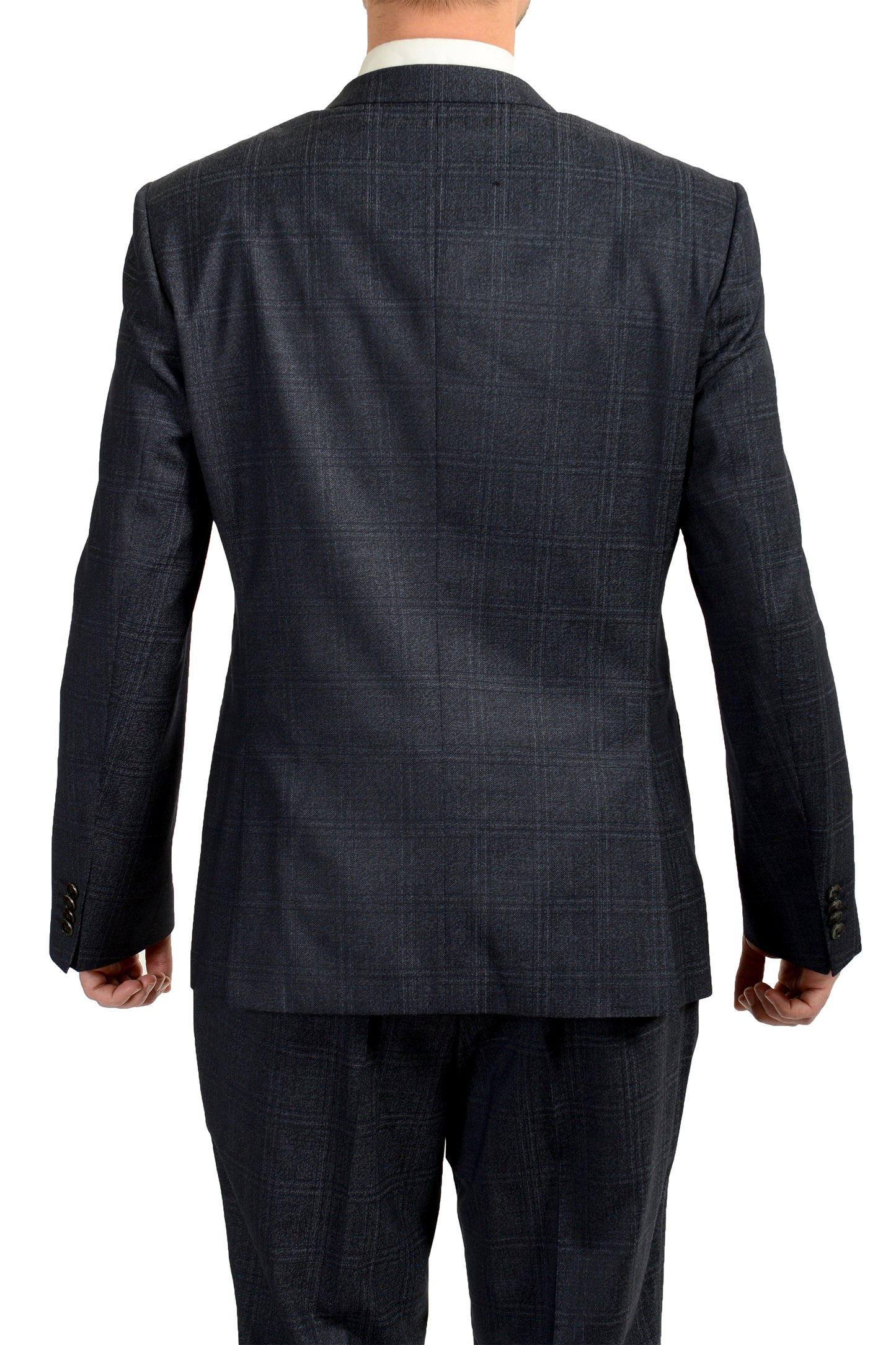 Hugo Boss Men's "Huge6/Genius5" Slim Fit Plaid 100% Wool Suit US 44R IT 54R
