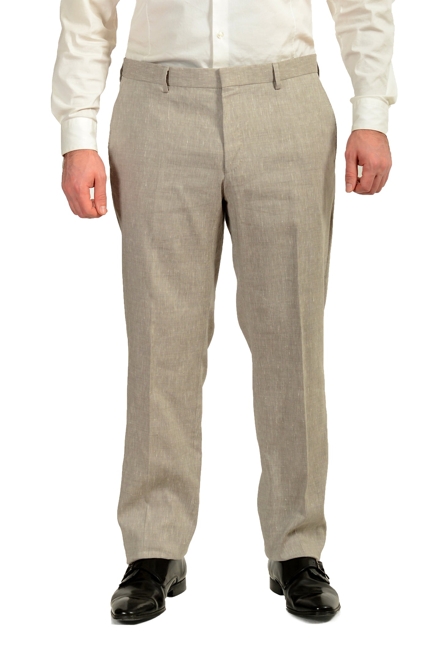 Hugo Boss Men's "Hutson5/Gander3" Slim Fit Gray Linen Wool Suit US 44R IT 54R