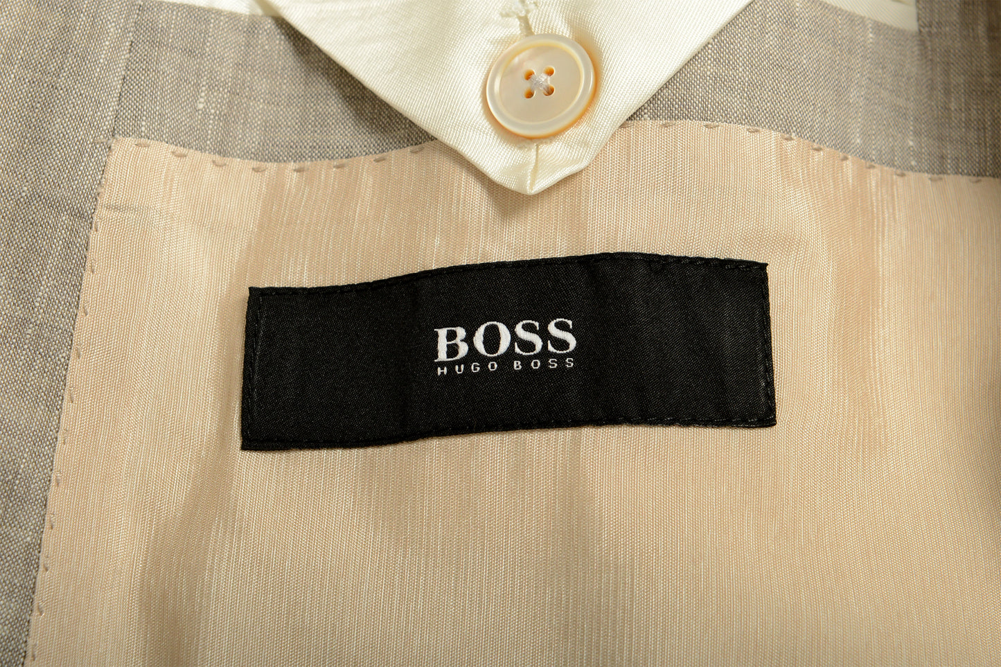 Hugo Boss Men's "Hutson5/Gander3" Slim Fit Gray Linen Wool Suit US 44R IT 54R