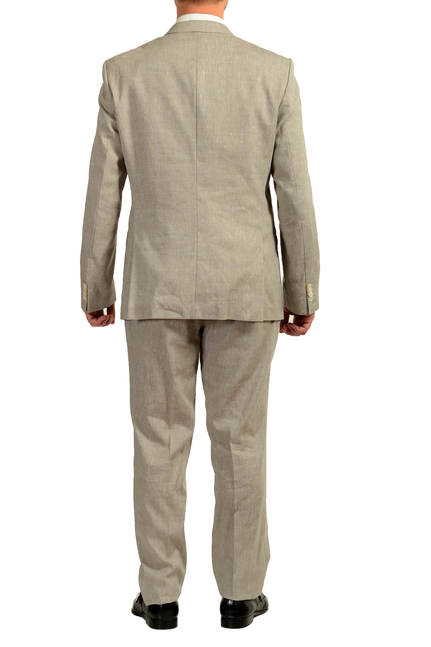 Hugo Boss Men's "Hutson5/Gander3" Slim Fit Gray Linen Wool Suit US 44R IT 54R